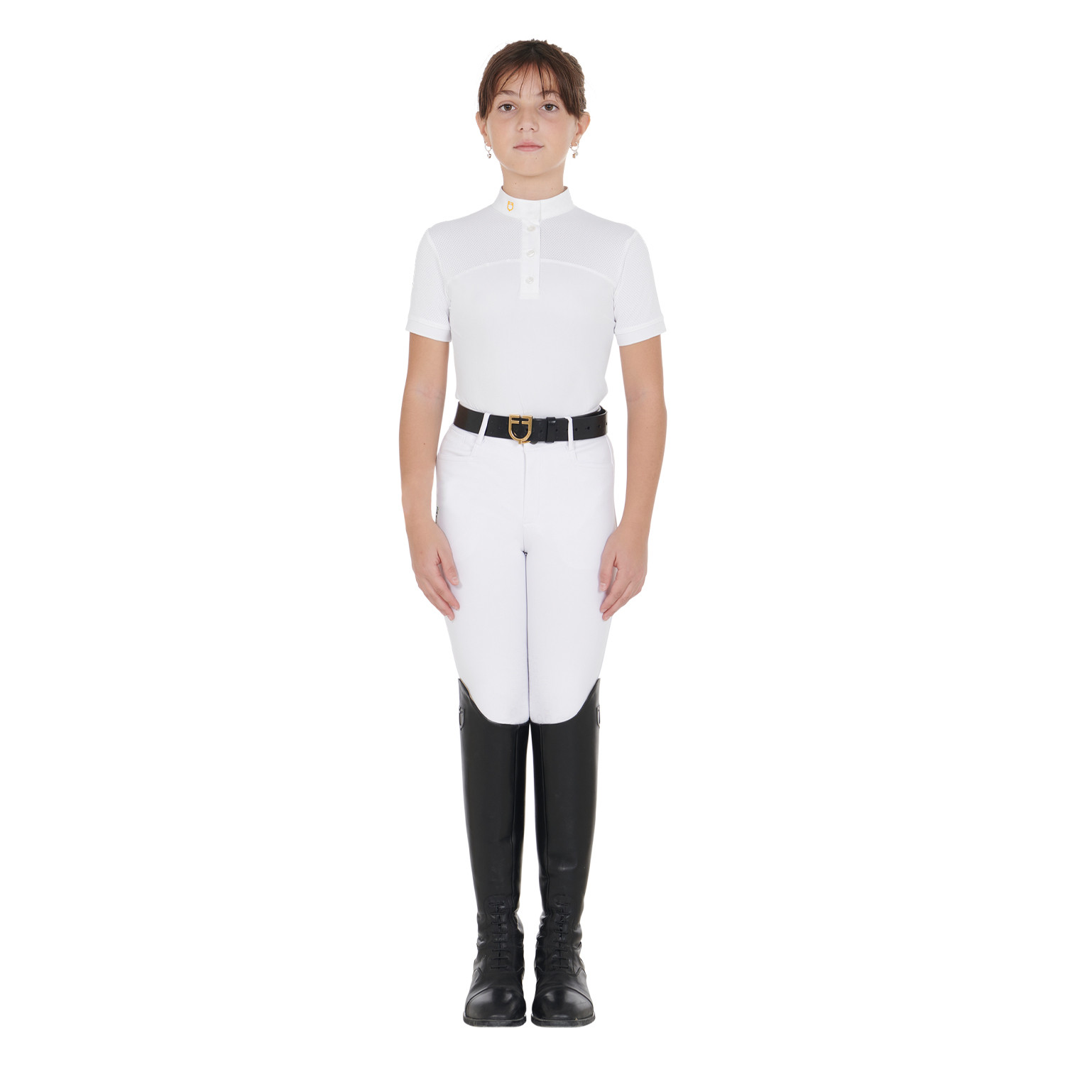 Mädchen-Turnierpolo Slim Fit mit perforiertem Stoff