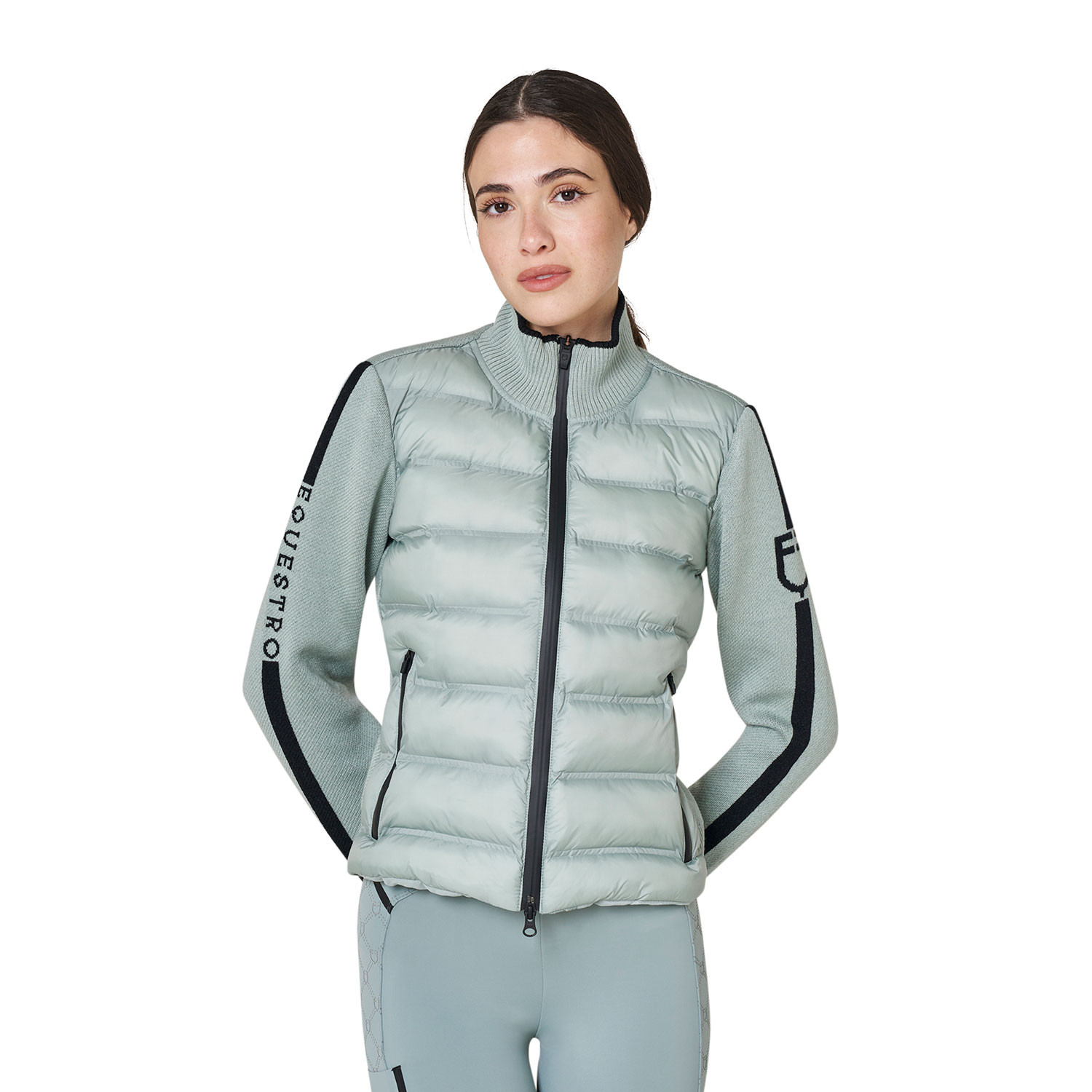 Damenjacke aus Nylon und Strick mit Reißverschluss