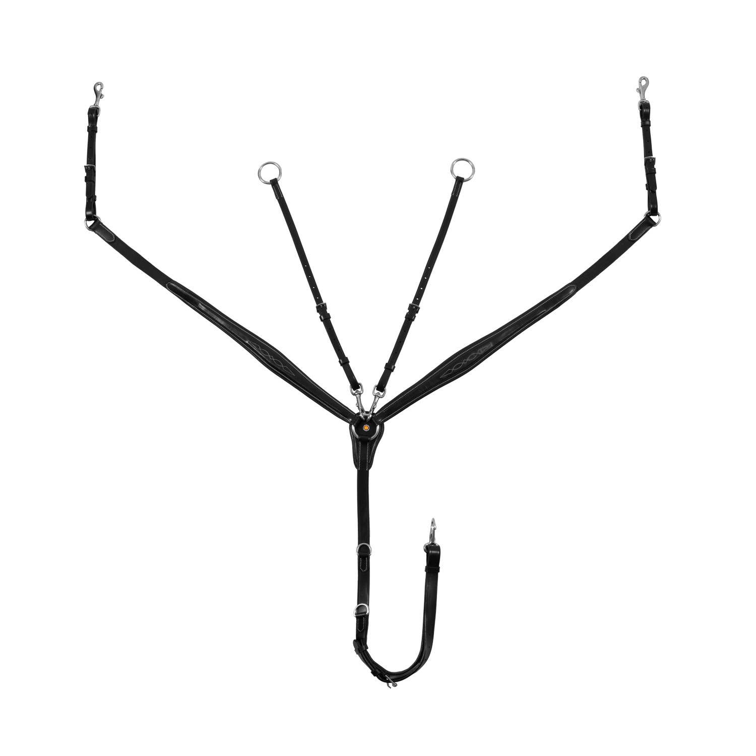 Gegerbtes Leder-Vorderzeug mit Gabel und Stickereien