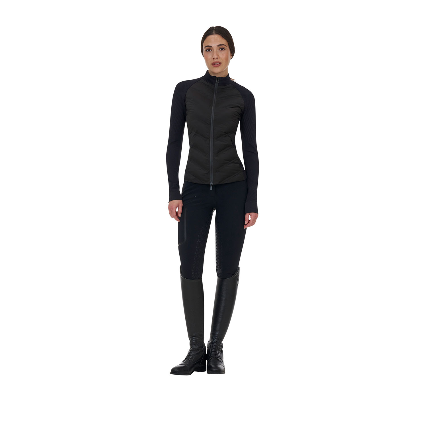 Damen RIDERTECHNOLOGY Hybrid-Steppjacke Nylon+Strick mit durchgehendem Reißverschluss