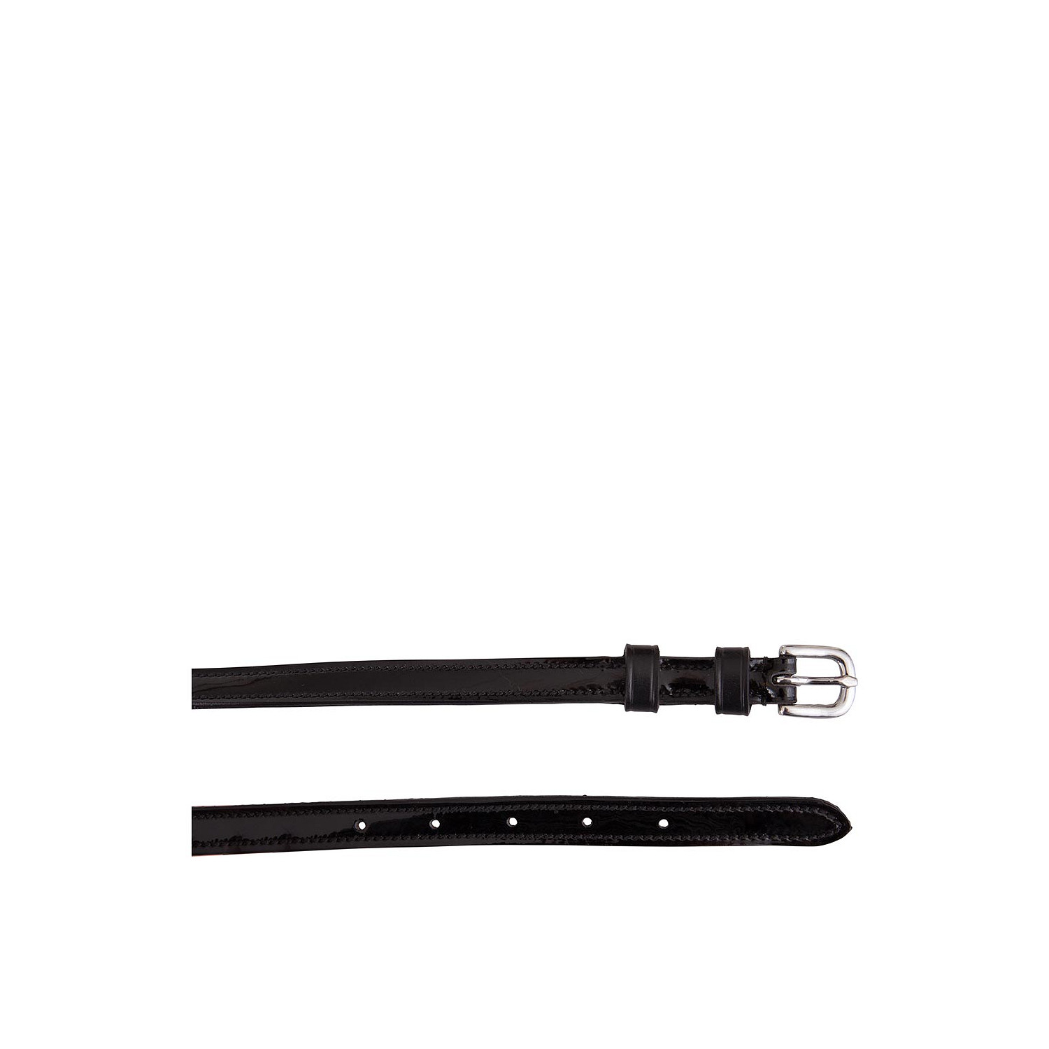 Lackleder Sporenriemen 12 mm in schwarz/silber