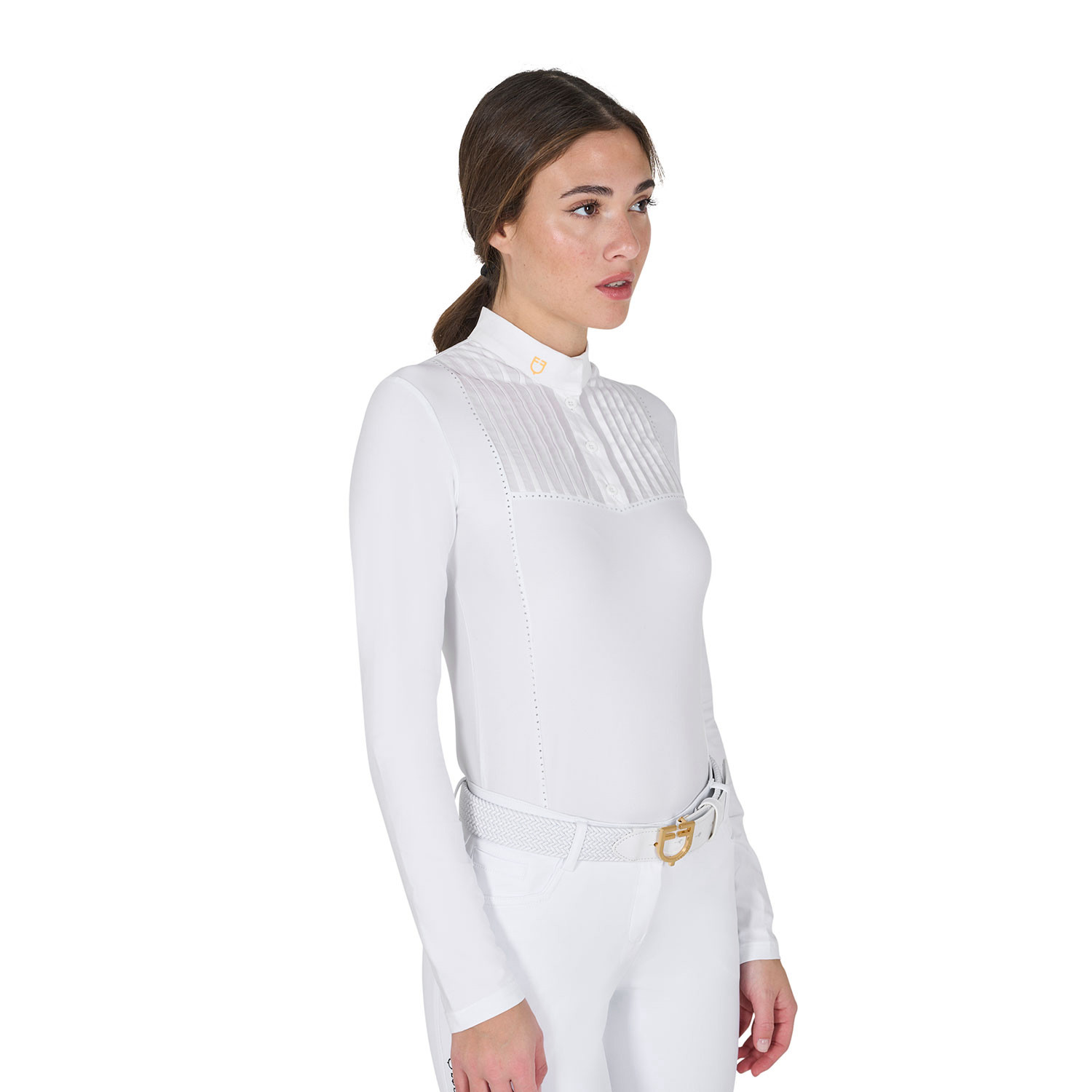 Tailliertes Damen-Turnierpoloshirt mit Strasssteinen