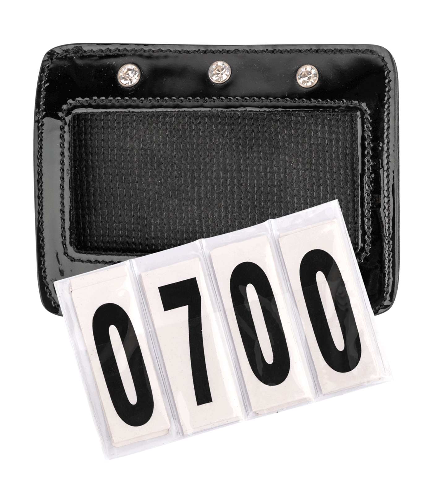 Dossards en cuir verni, rectangulaires, noir
