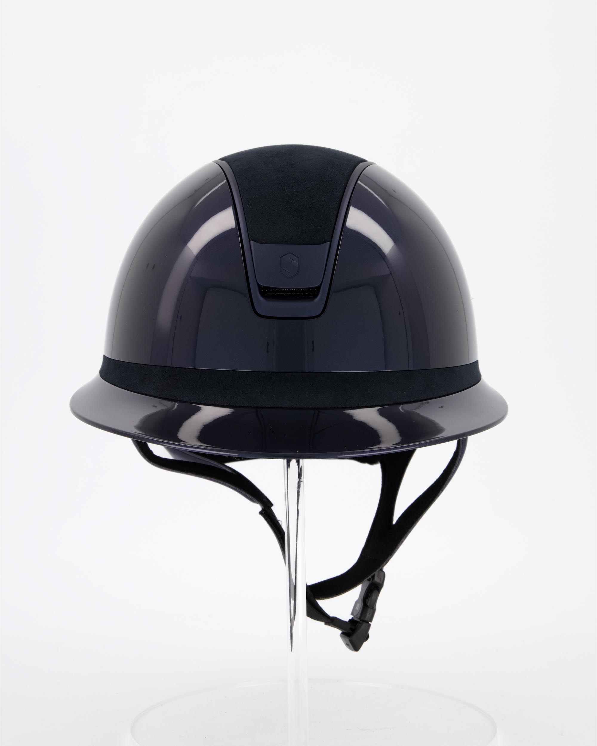 Riding helmet 2.0 Miss Shadowglossy Blue, Top and frontal band Alcantara Blue, Trim and Blason Matt Blue in blue