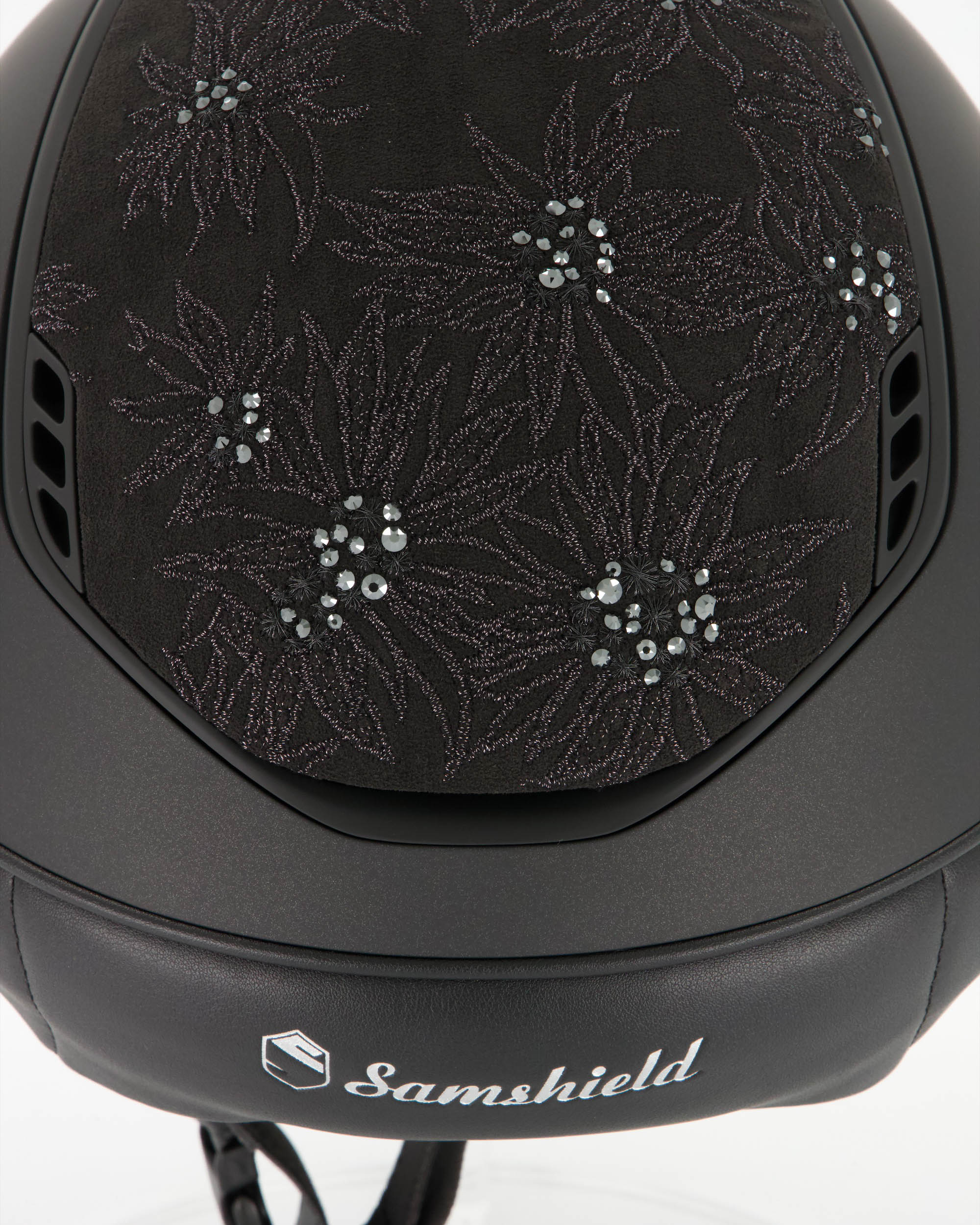 Reithelm 2.0 Miss Shield Shadowmatt Black,Top u. Frontal Band Spring Flower, Trim u. Blason Matt Black in schwarz