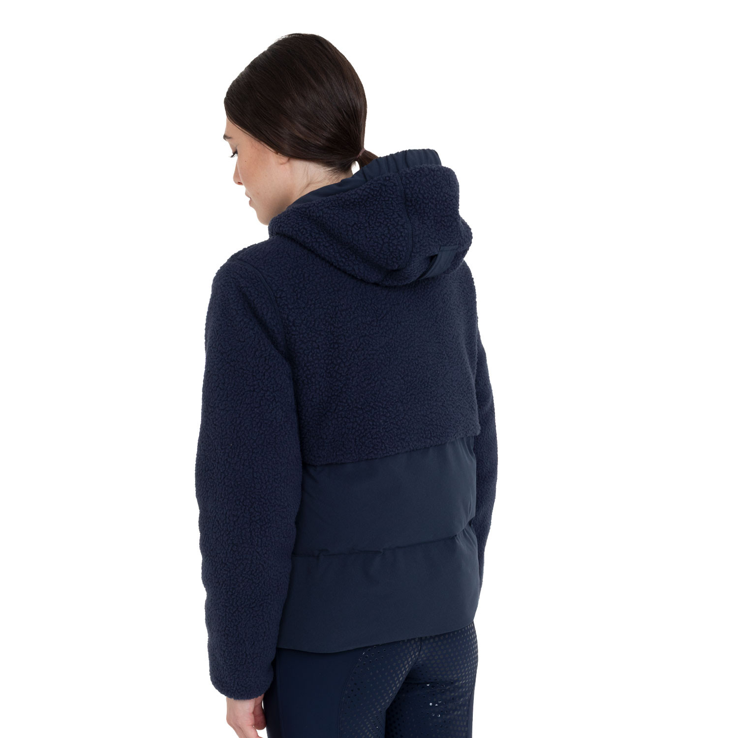 Damen-Daunenjacke mit Teddy-Einsätzen