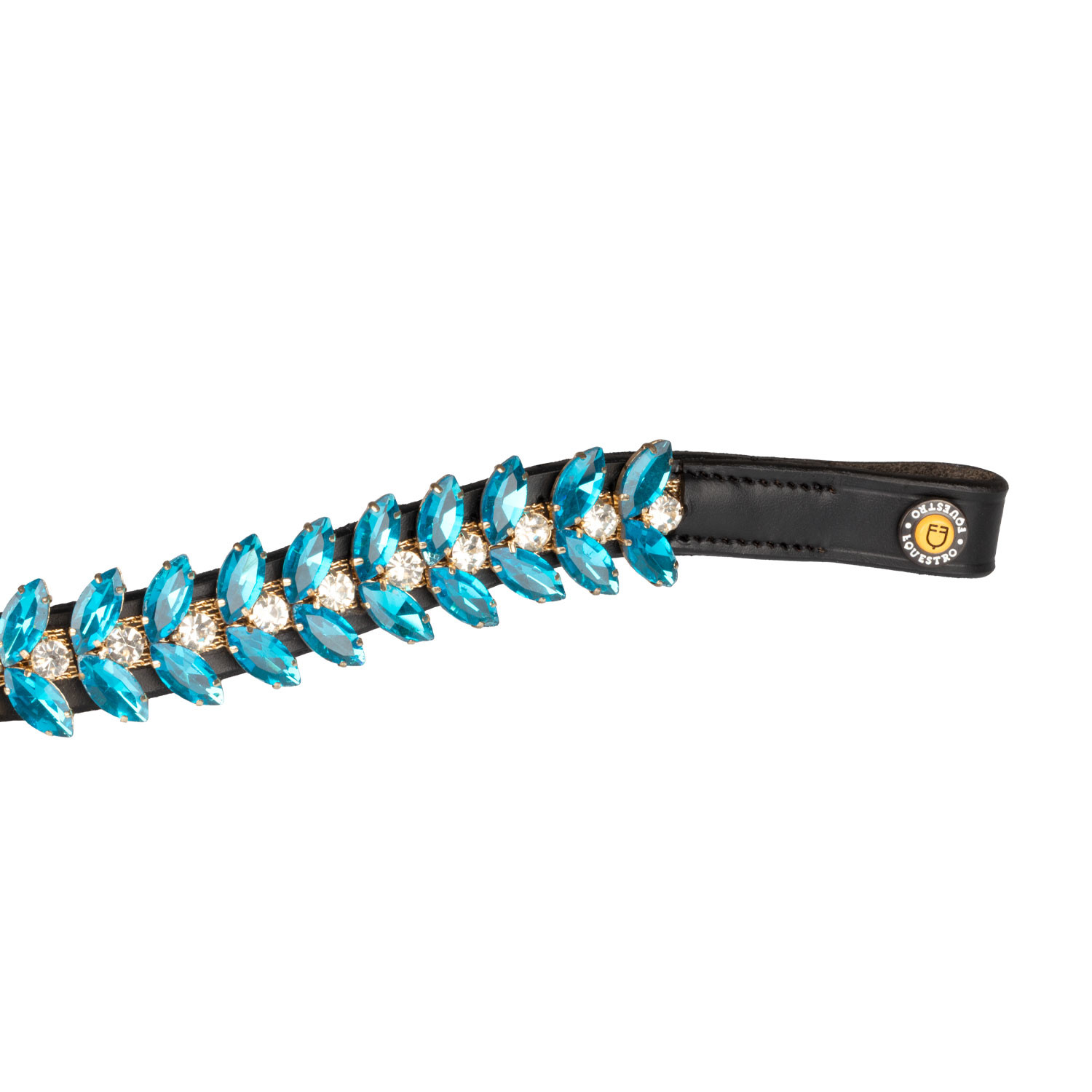 Stirnriemen Blue Jets Crystal aus Leder