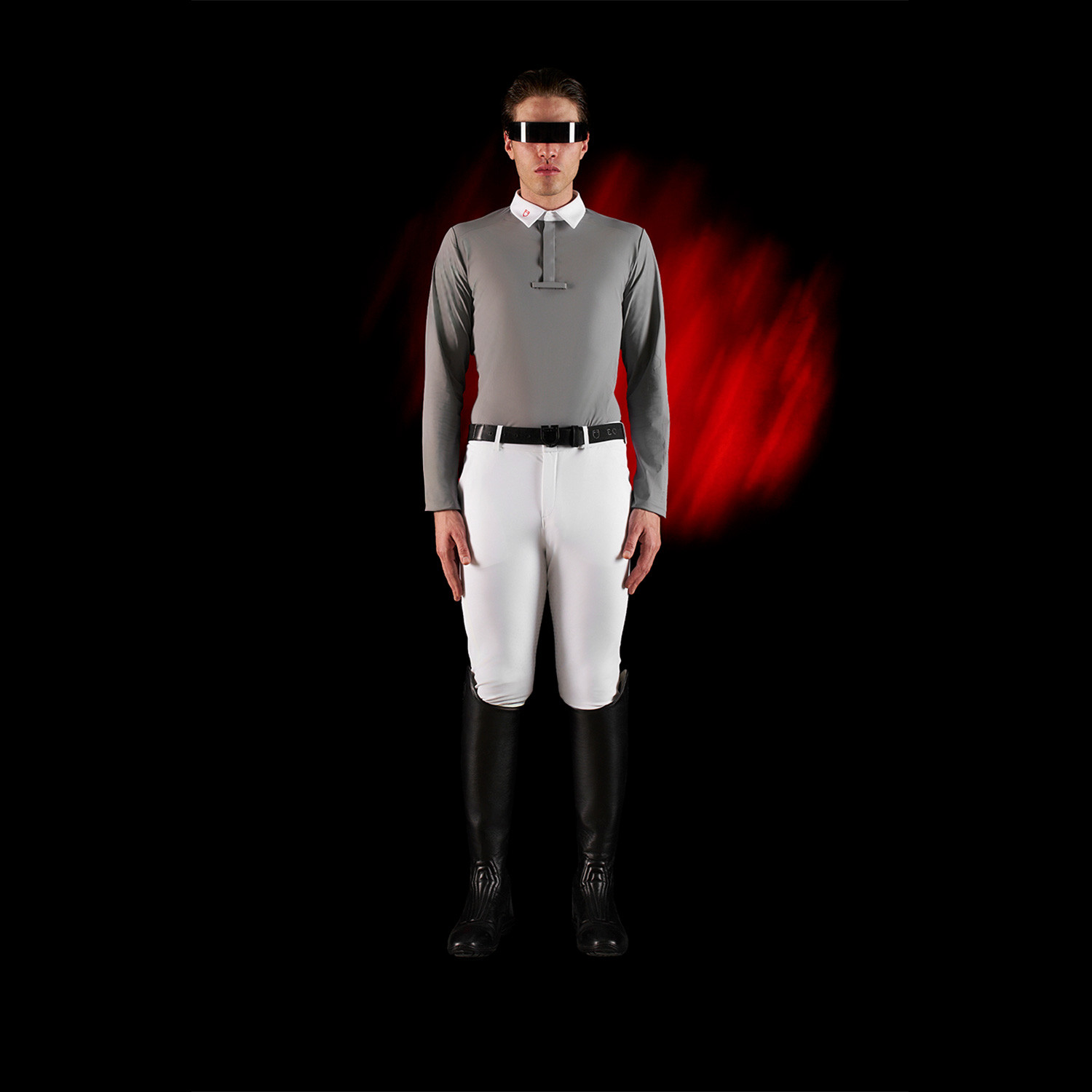 Ridertechnology Herren-Turnierpolo Langarm mit Knöpfen