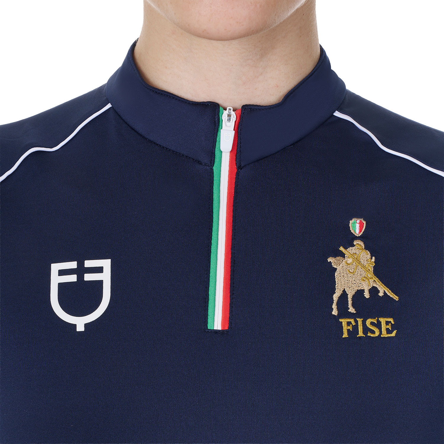 Damen-Trainingspolo mit Reißverschluss in italienischen Farben X FISE