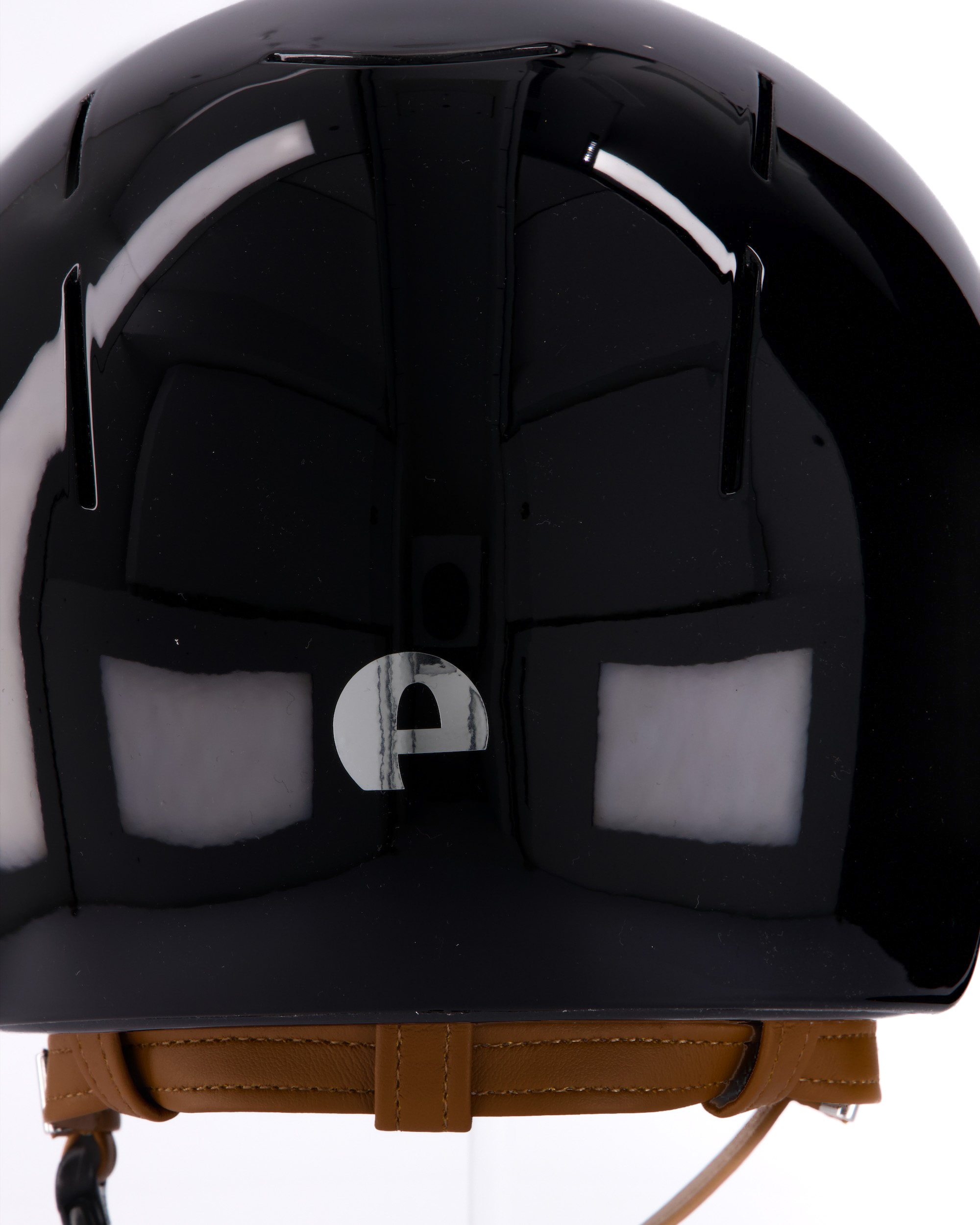 Riding helmet Cromo ABS Cromo Smart Polish in black with beige chin strap
