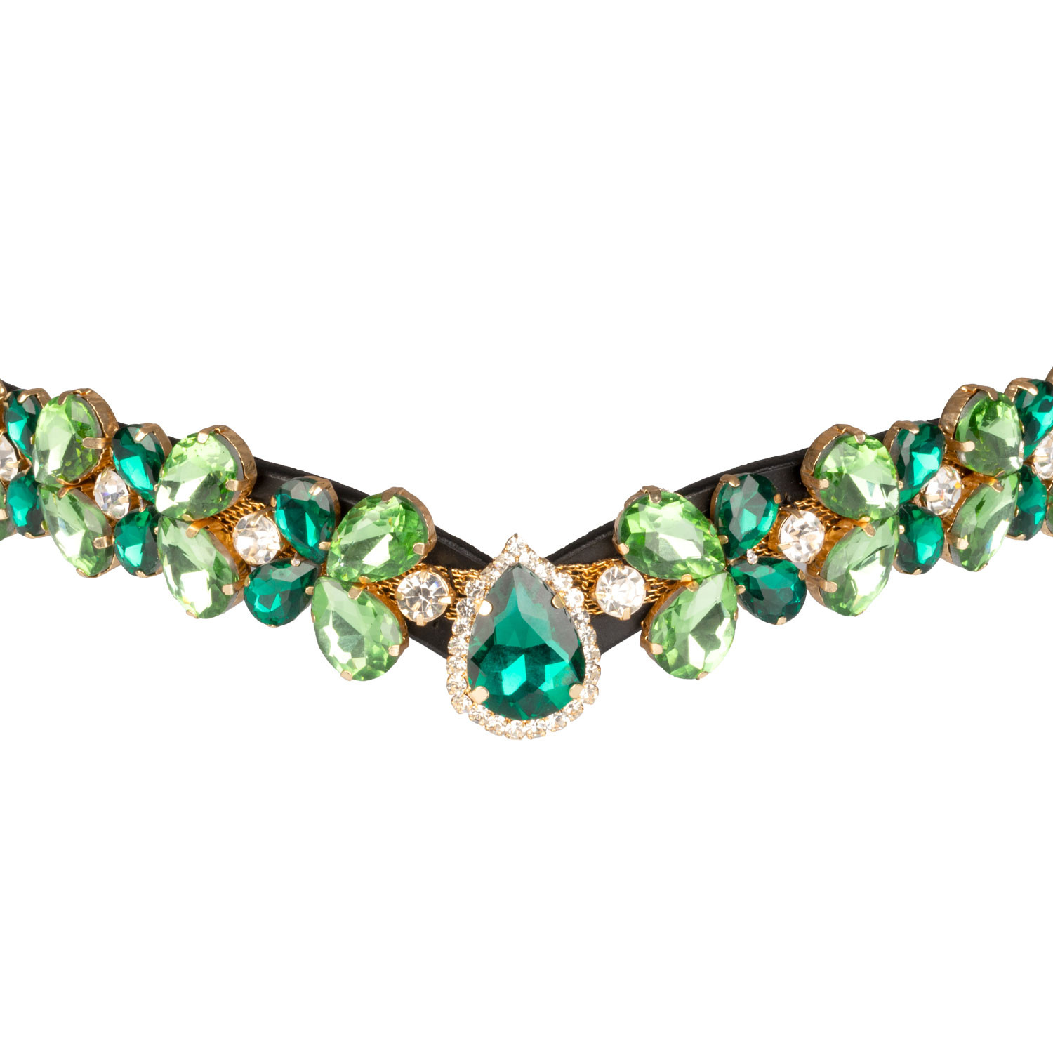 Stirnriemen Green Ray Crystal aus Leder