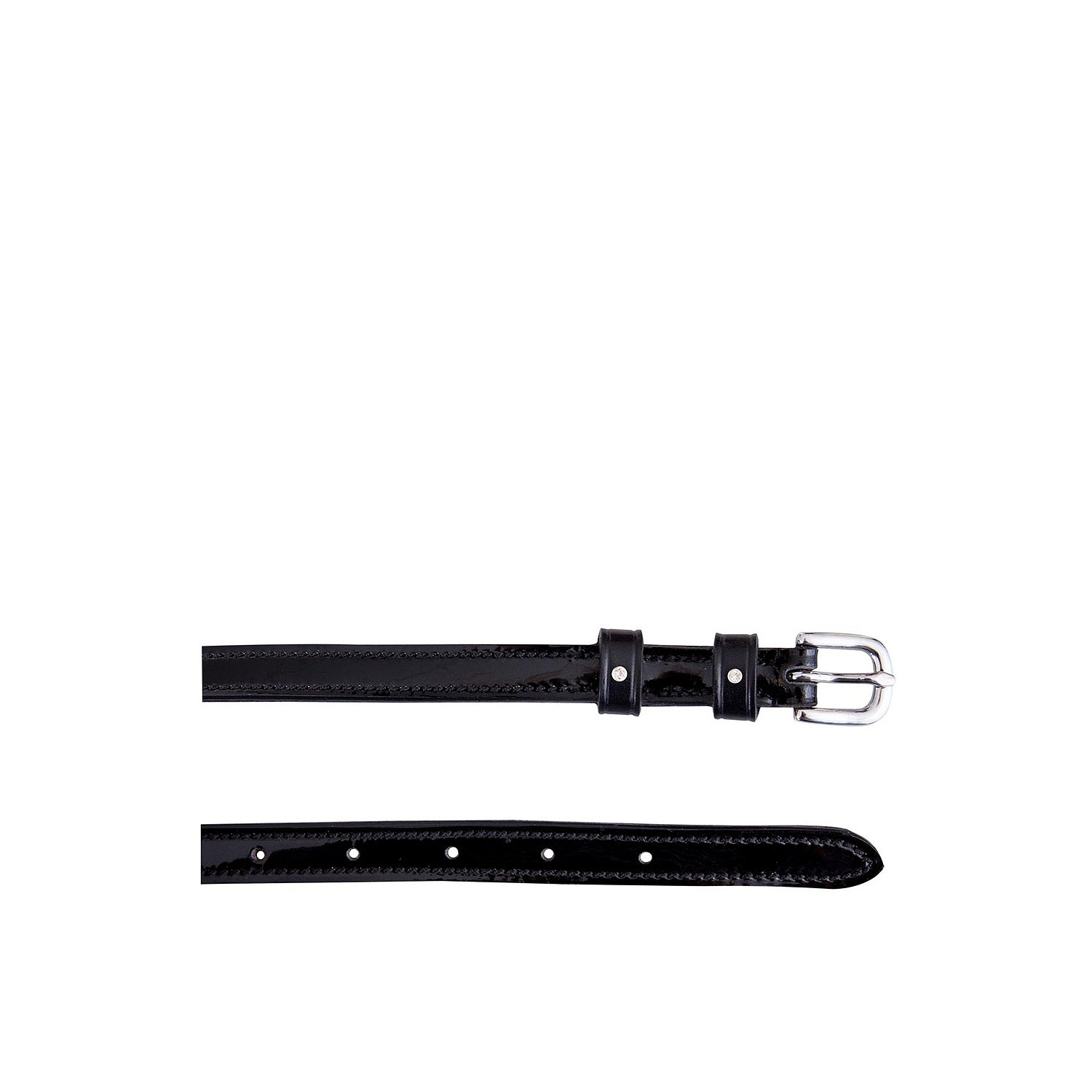 Lackleder Sporenriemen 12 mm in schwarz/silber