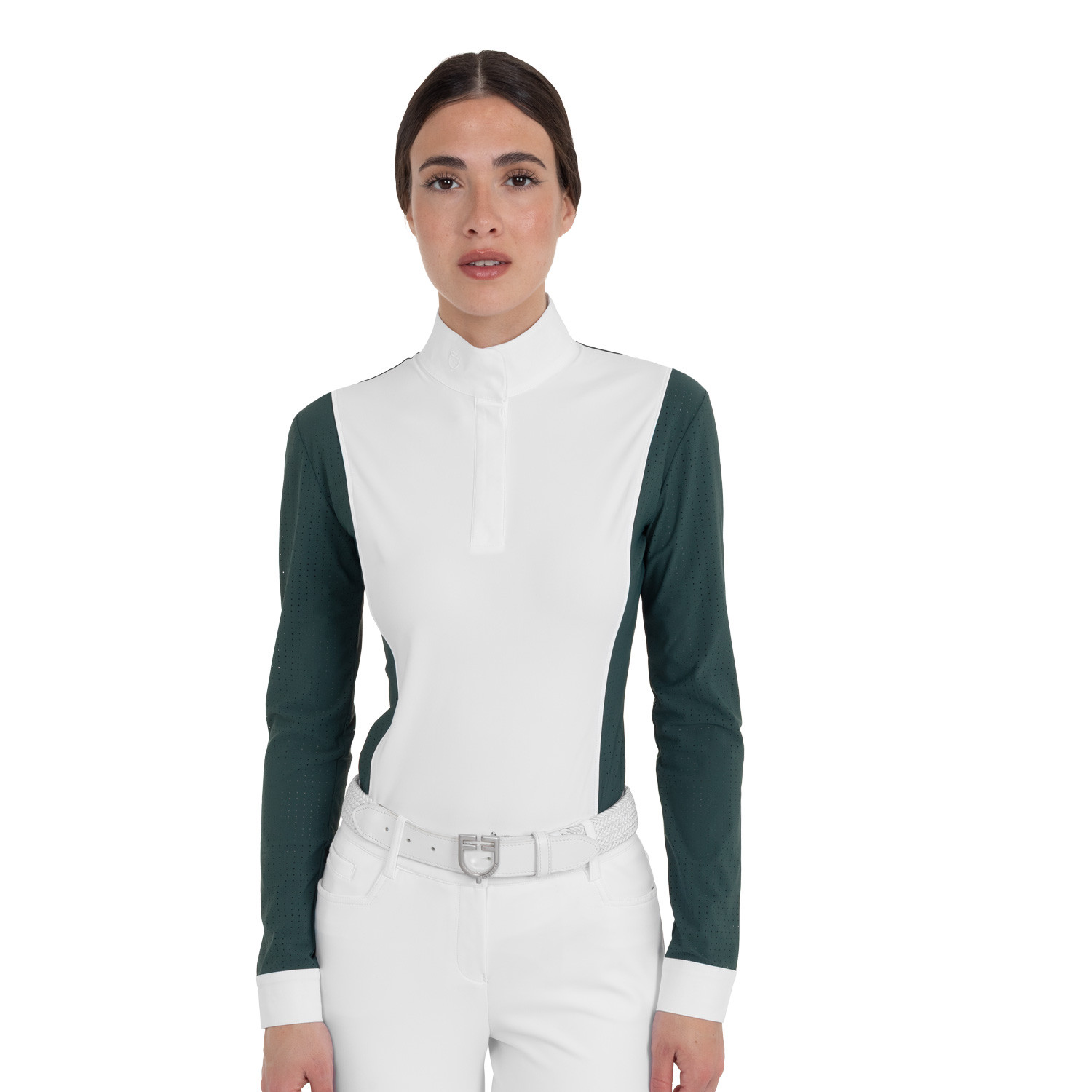 Perforiertes langärmliges Damen-Turnierpolo