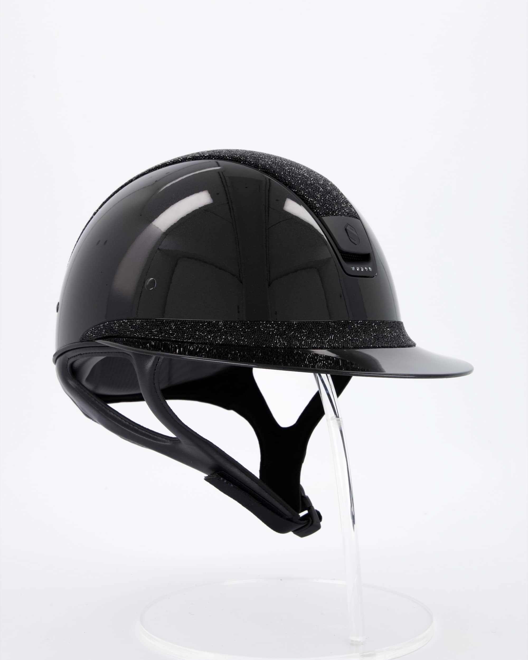 Reithelm Miss Shield Shadowglossy, Top u. Frontal Band Ultra Fine Rock Black, Blason u. Trim Matt Black, 5 Swarovski Jet Hematite in schwarz