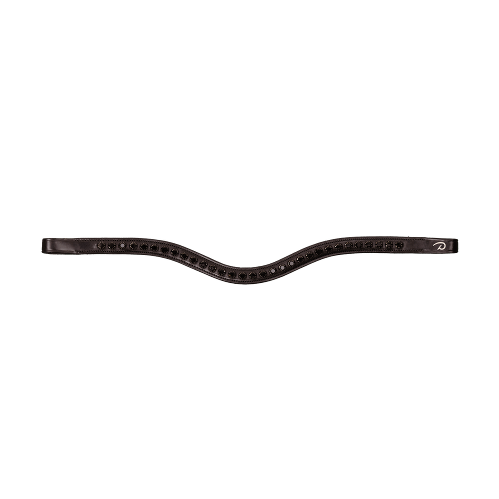 Browband in V-shape with black Swarovski crystals