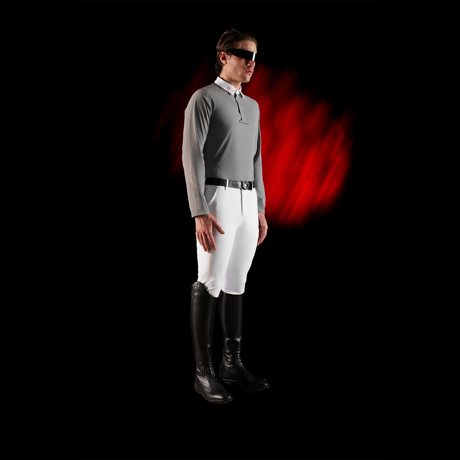 Ridertechnology Herren-Turnierpolo Langarm mit Knöpfen