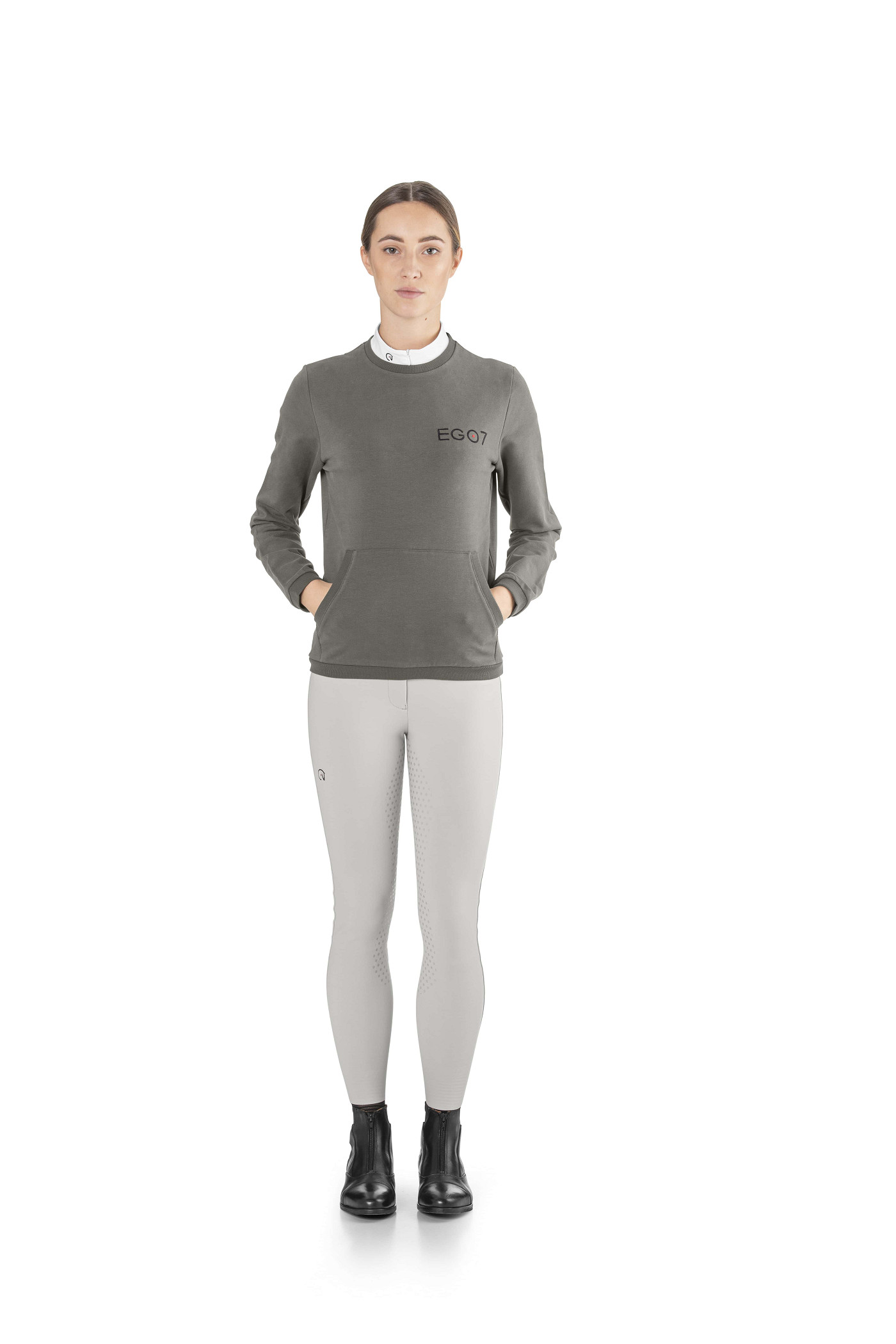 After-Riding Sweatshirt met zak in grijs/zwart