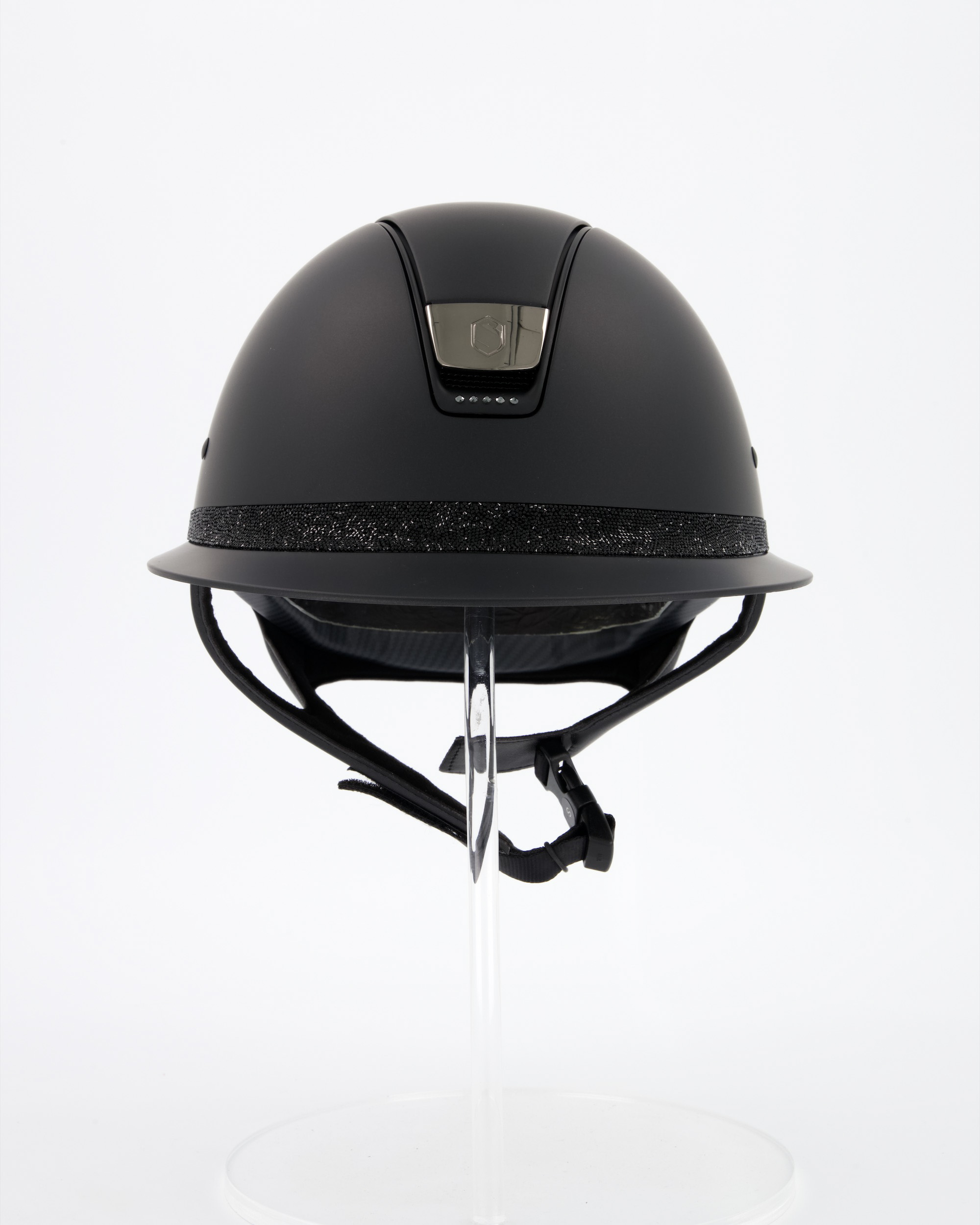 Reithelm Miss Shield Frontal Band Ultra Fine Rock Black, Trim Matt Black, 5 Swarovski Crystal Black, Blason Chrome Black in schwarz