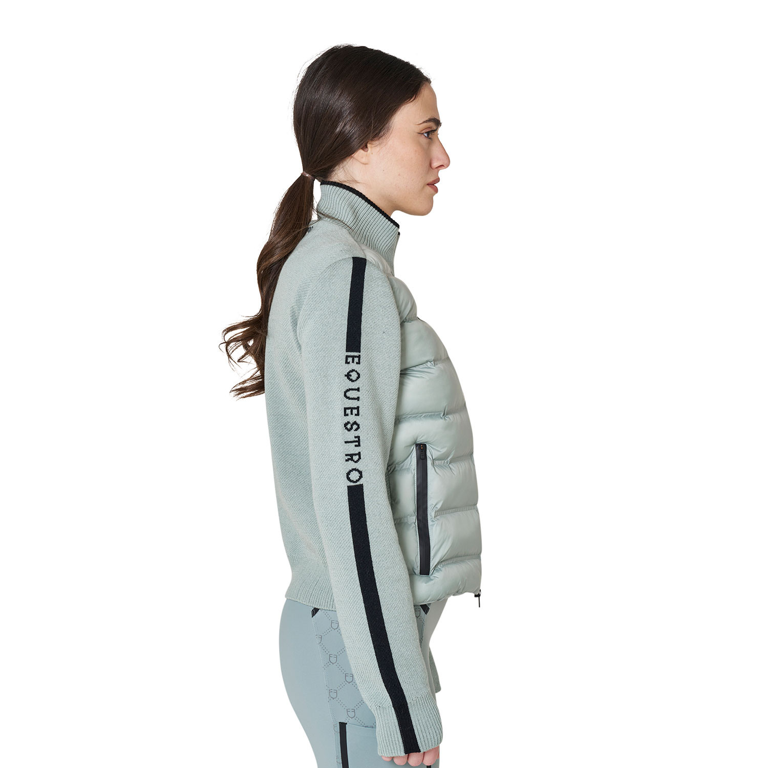Damenjacke aus Nylon und Strick mit Reißverschluss