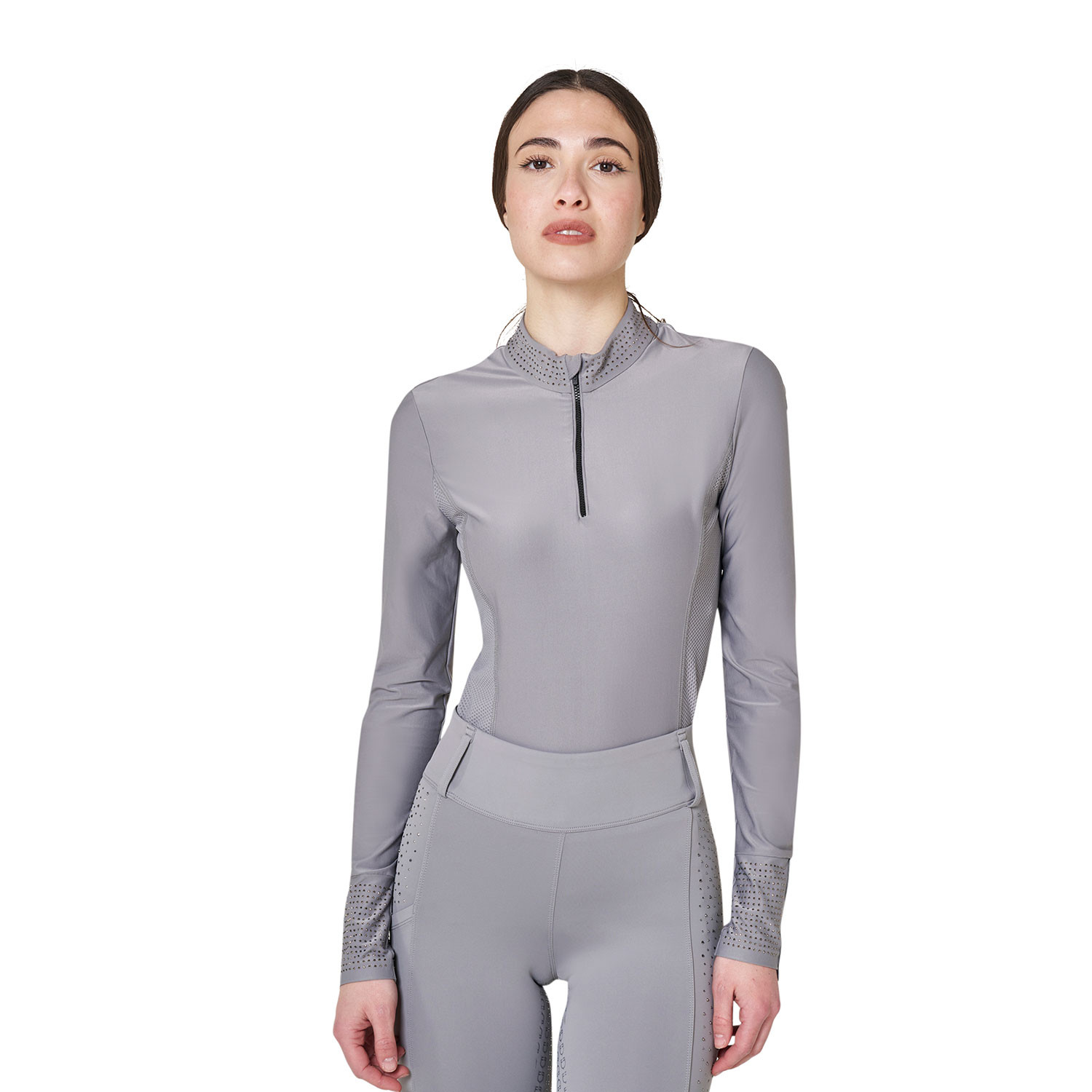 Technisches Trainings-Poloshirt mit Strass