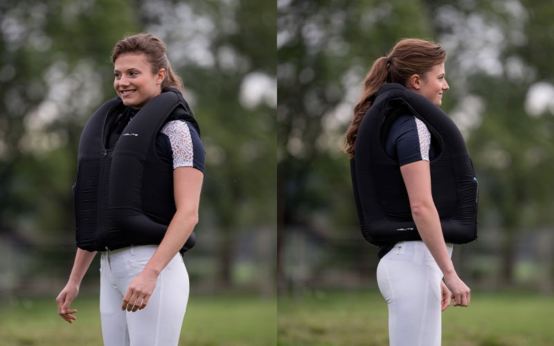 Helite ausgelöste Weste Frau mit ausgelöster Helite Weste