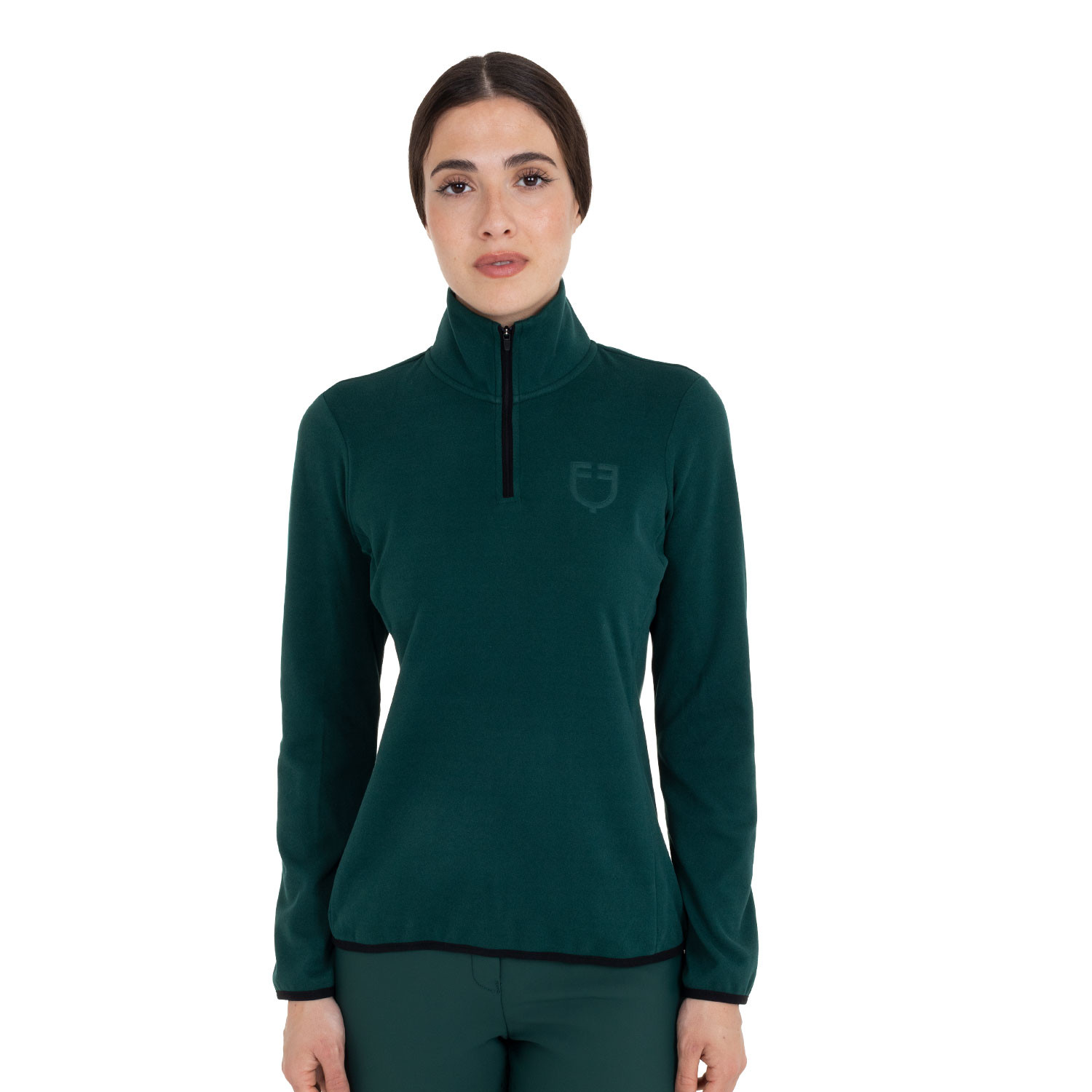 Damen-Fleece-Sweatshirt mit hohem Kragen und 3/4-Reißverschluss