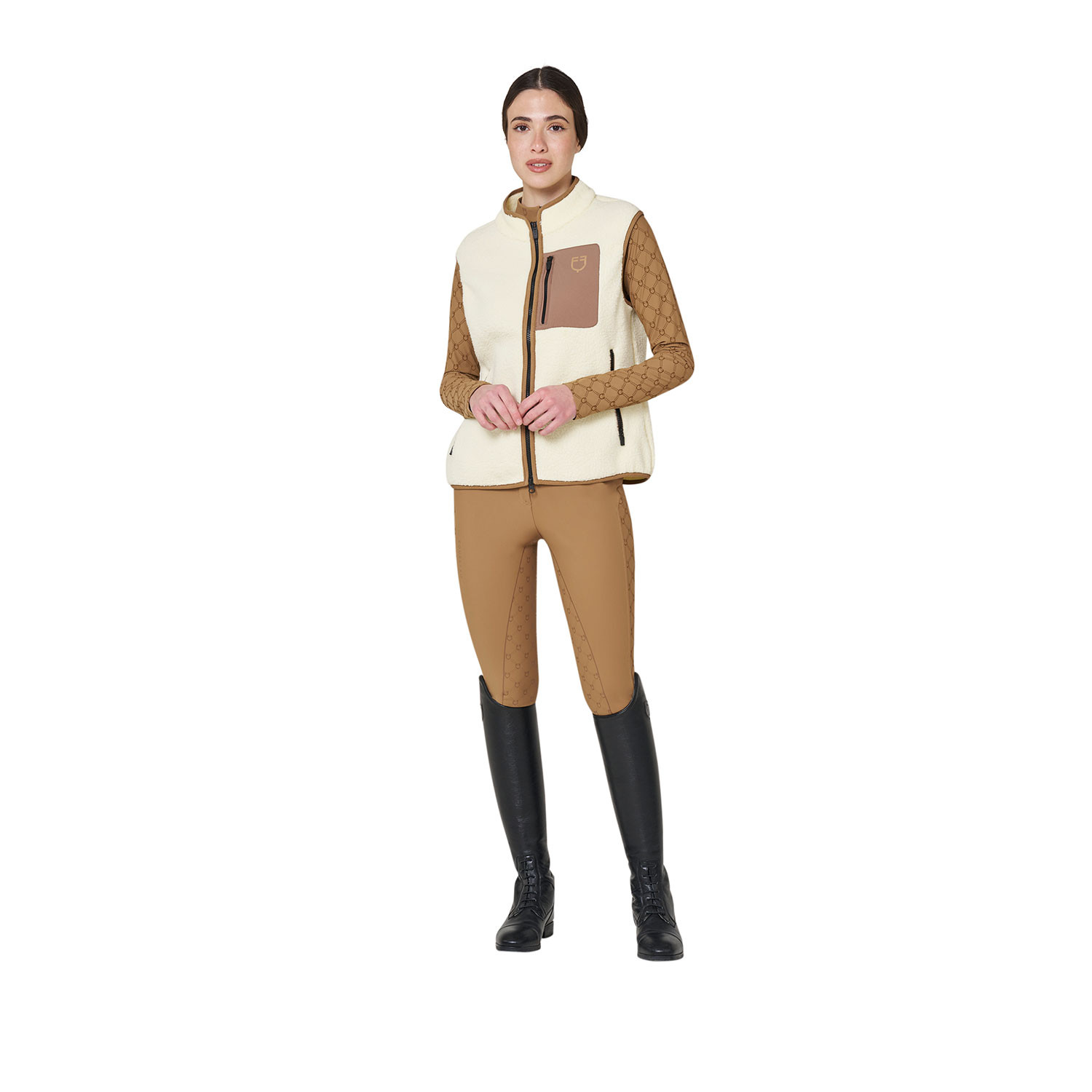 Teddy-Fleeceweste für Damen mit Fronttasche