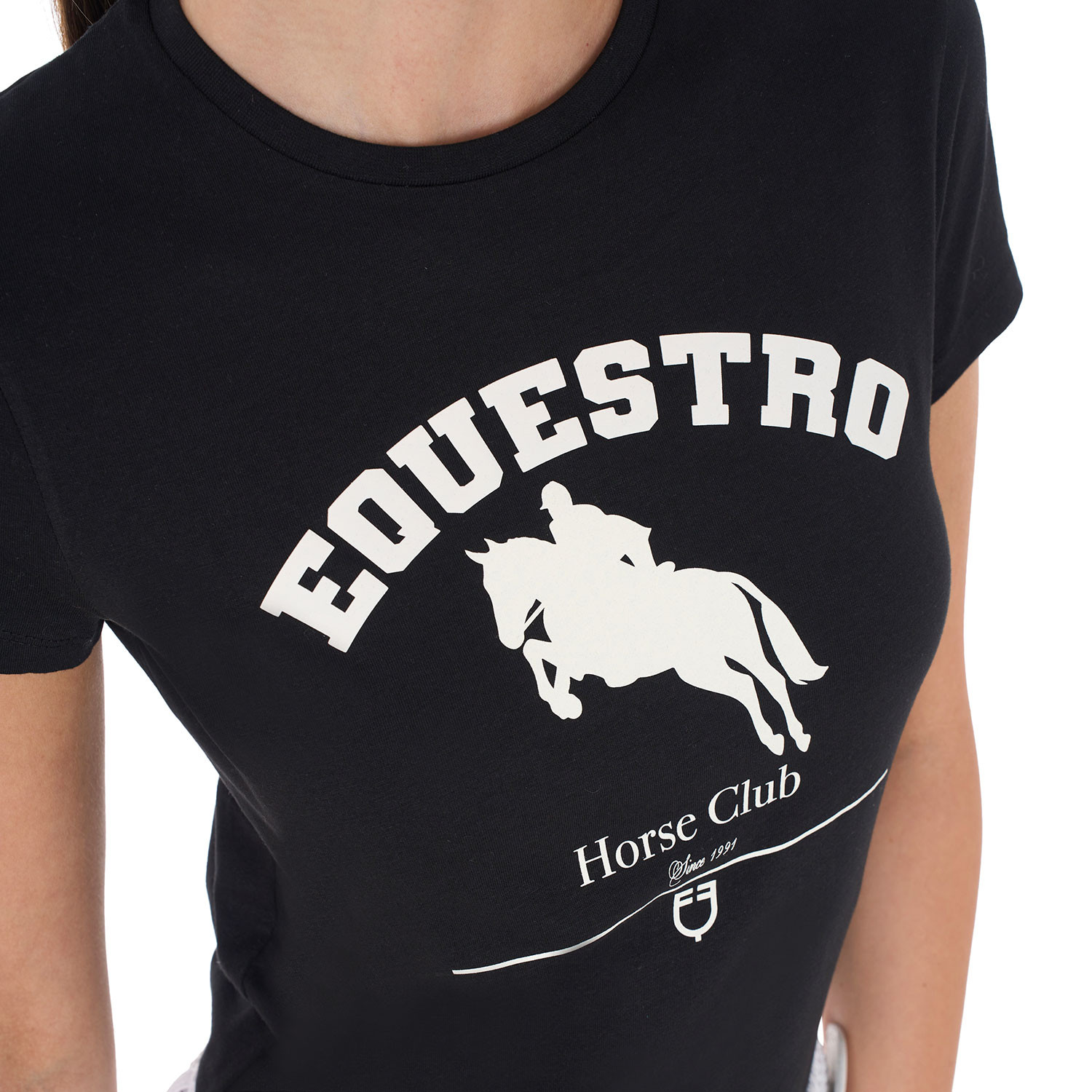 Damen-Baumwoll-T-Shirt Jumping Horse Club