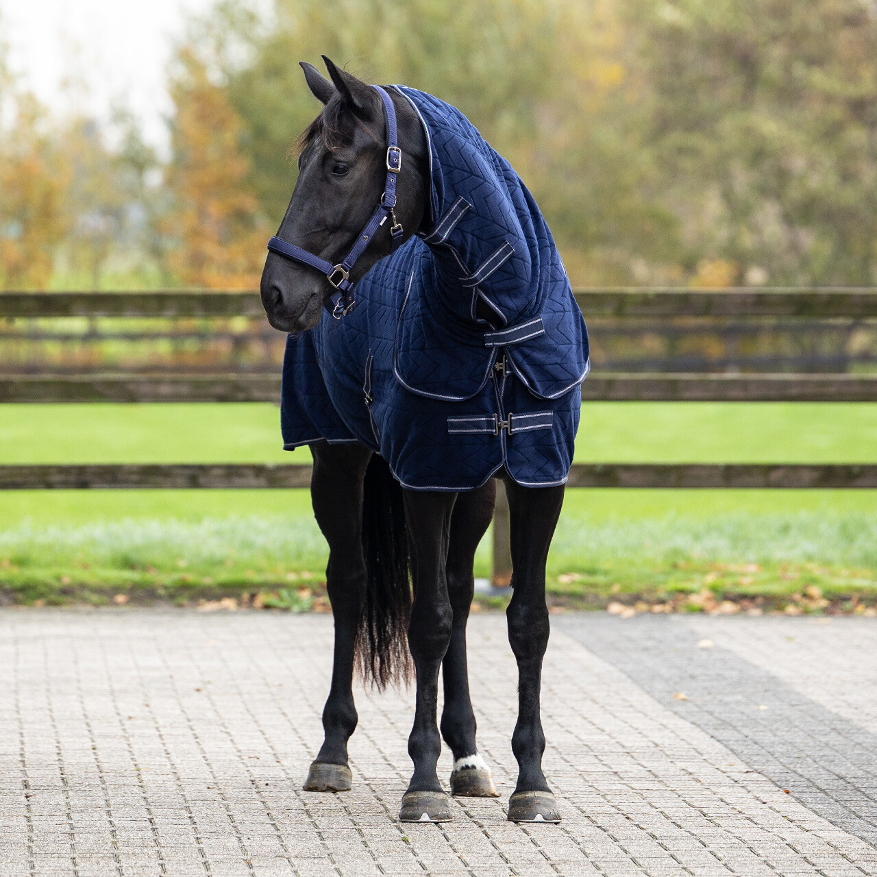 Fleecedecke Embossed mit abnehmbarem Halsteil in navy