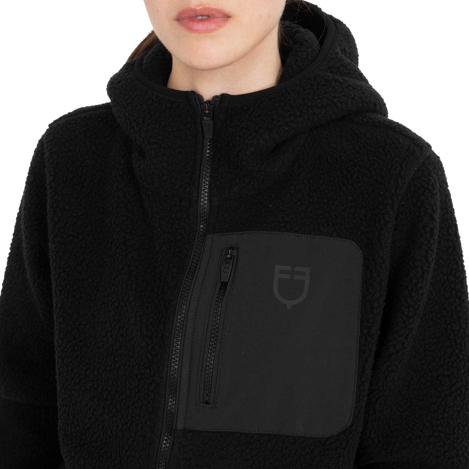 Damen-Teddyfleece-Kapuzenjacke mit Reißverschluss