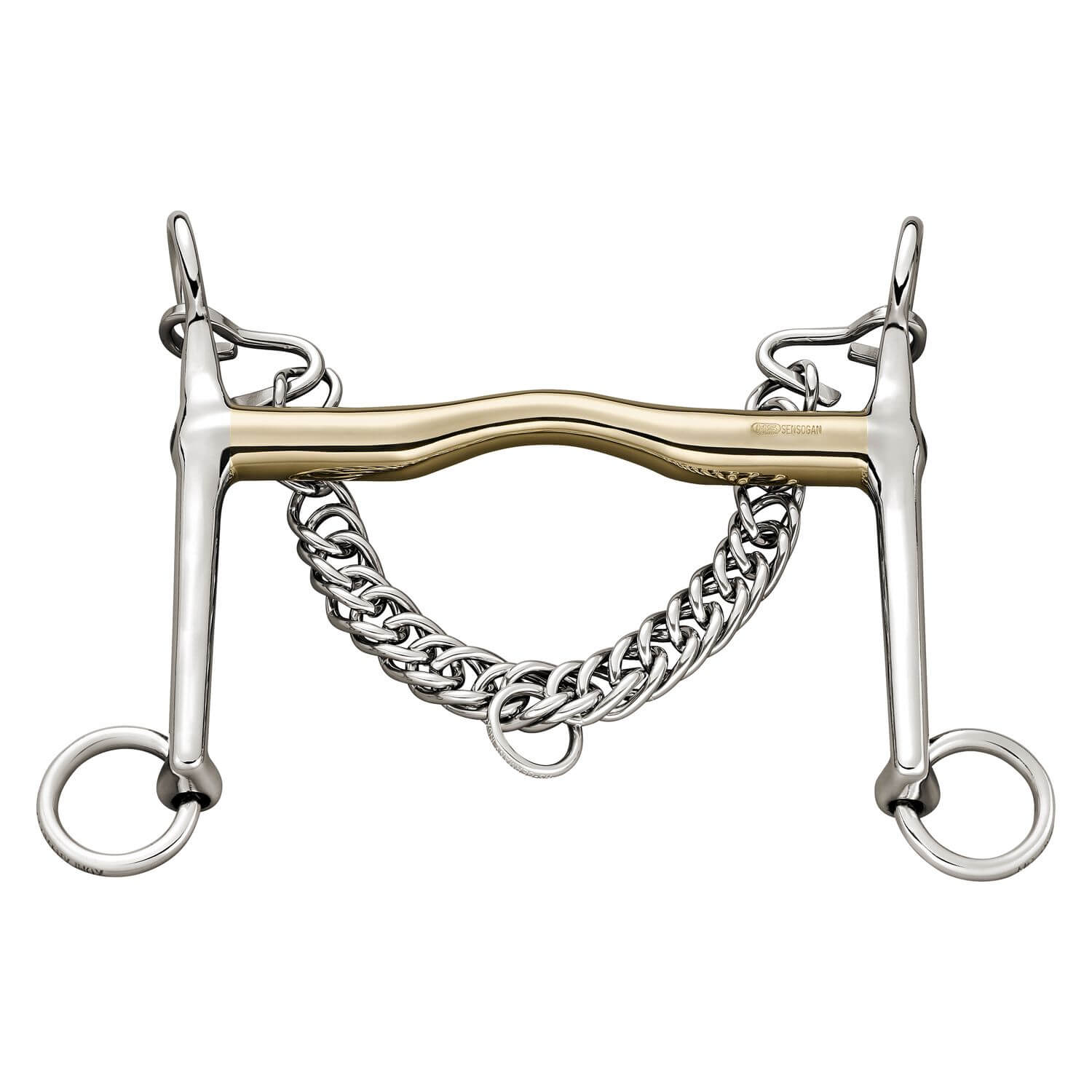 Sensogan double bridle, 16 mm, 7 cm shank, very small tongue clearance