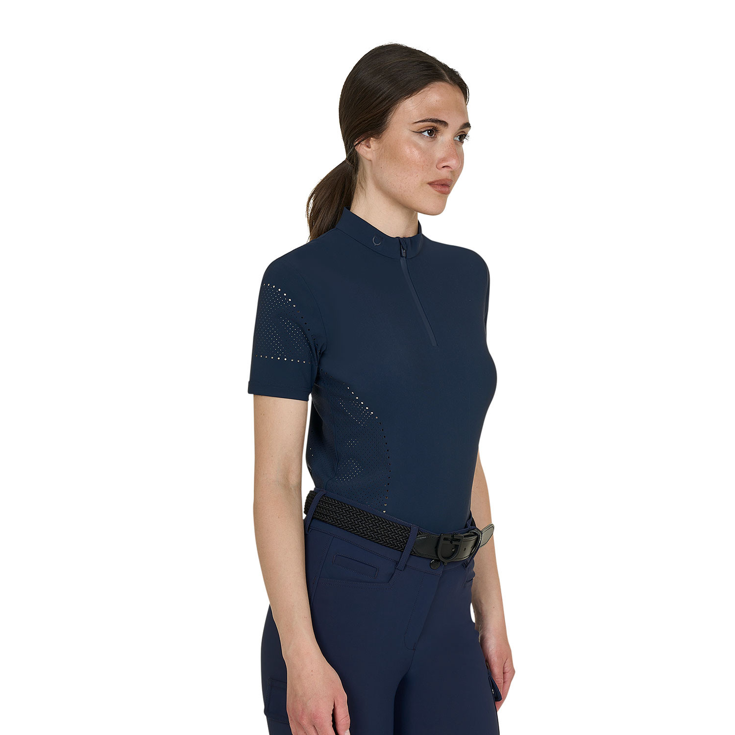 Damen-Trainingsshirt aus technischem Gewebe mit Mikrolöchern