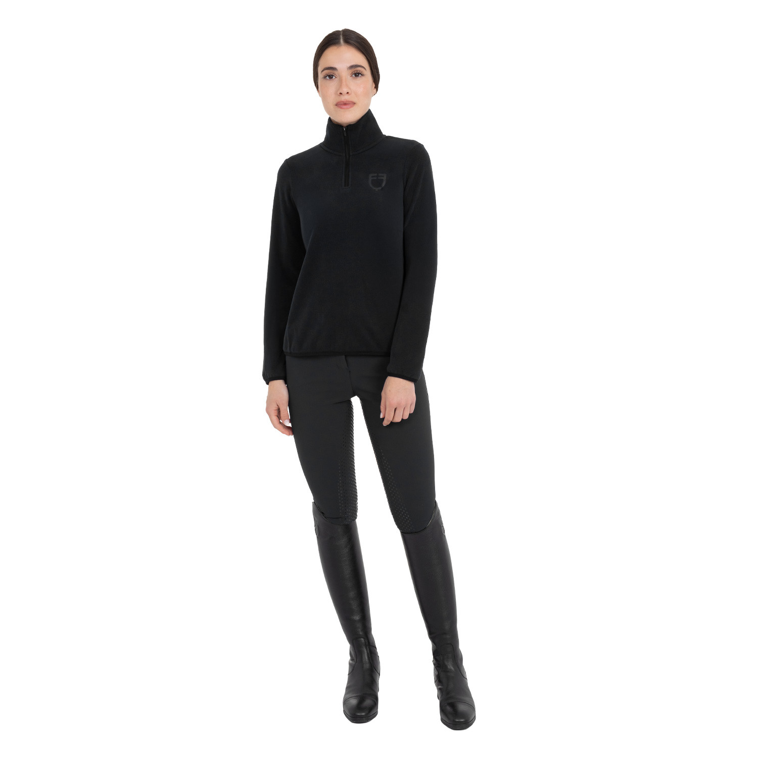 Damen-Fleece-Sweatshirt mit hohem Kragen und 3/4-Reißverschluss
