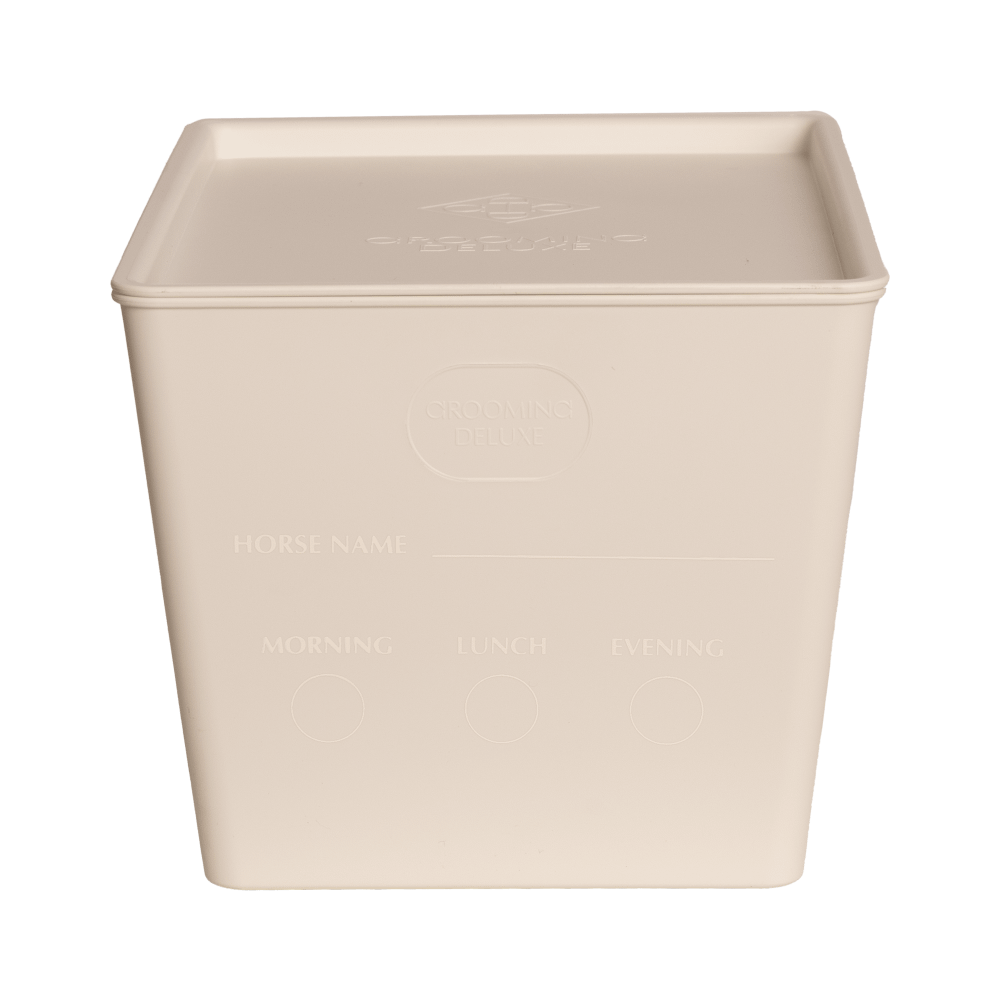 Feed box for horses with lid