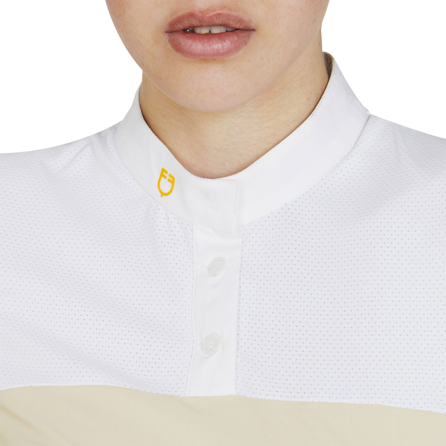 Schmal geschnittenes Damen-Poloshirt aus Funktionsmaterial und Mesh