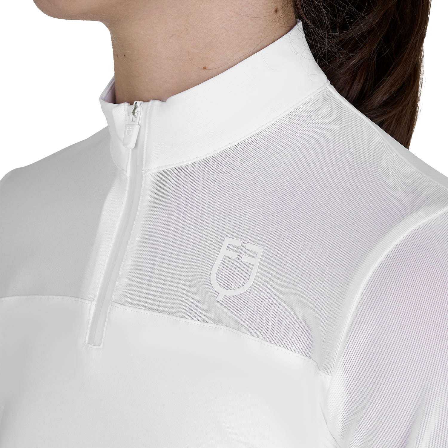 Langarm-Turnier-Poloshirt mit Micro-Mesh-Einsätzen für Mädchen