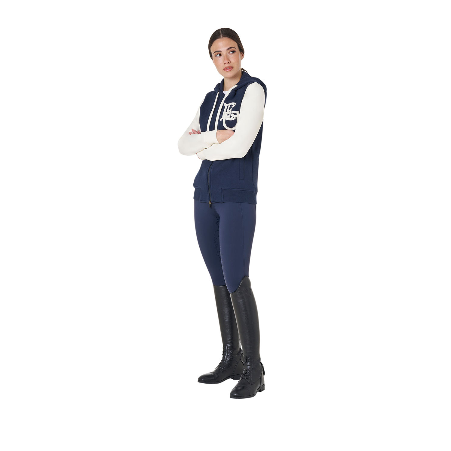Damen-EQ-Hoodie zweifarbig mit Frontreißverschluss