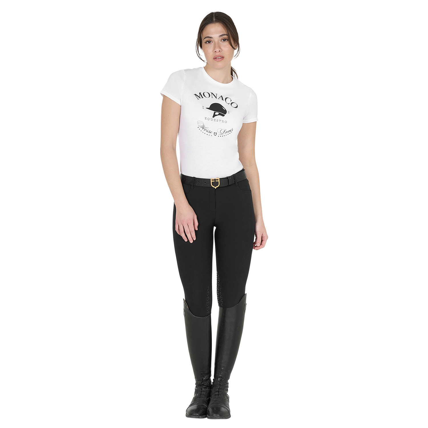 Damen-Baumwoll-T-Shirt Monaco mit Strasssteinen