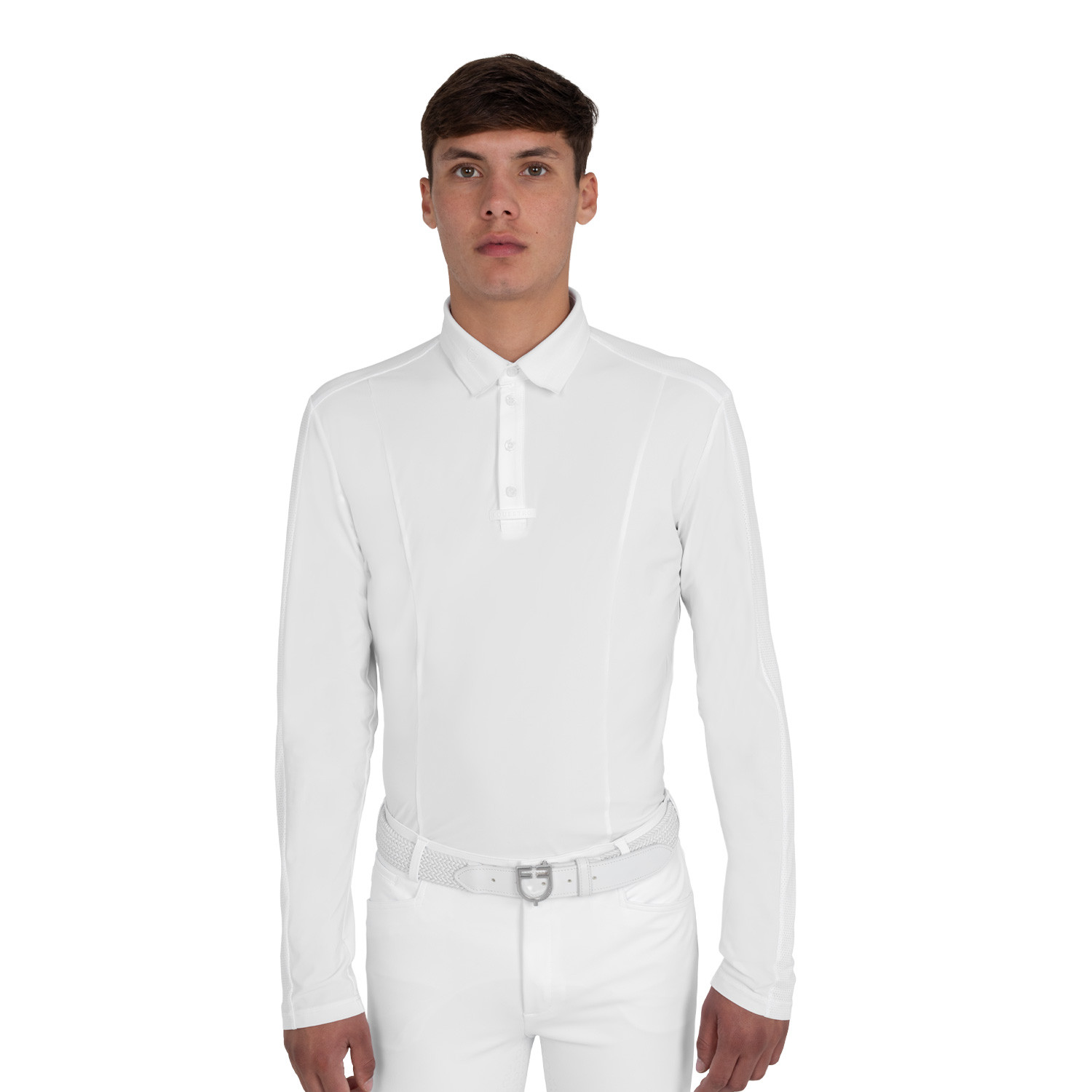 Herren-Turnierpolo mit Mesh- und Ripp-Einsätzen