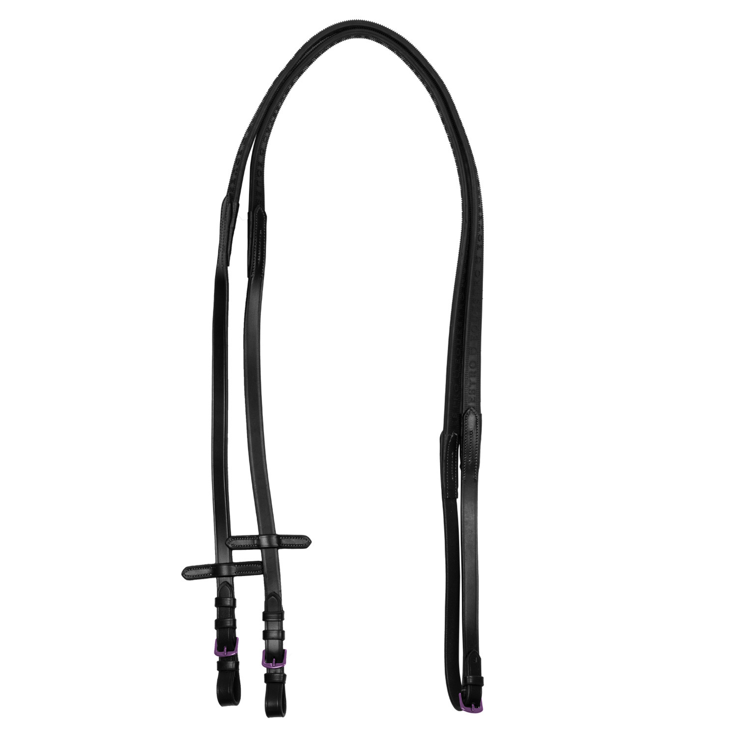 Leder-Gummi-Zügel violette Beschläge