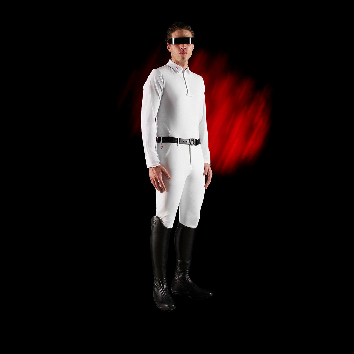 Ridertechnology Herren-Turnierpolo Langarm mit Knöpfen