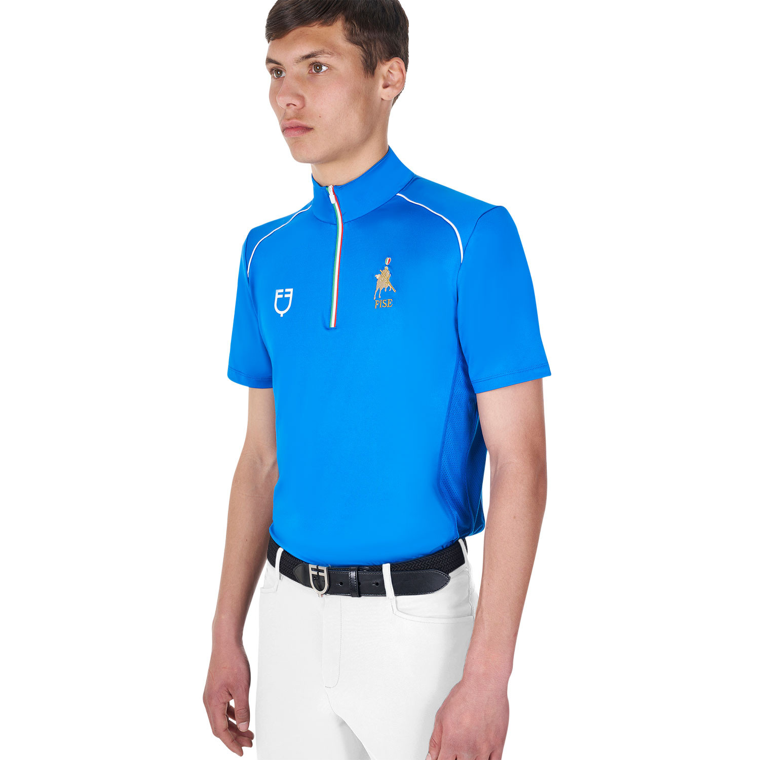 Herren-Trainingspolo mit Reißverschluss in italienischen Farben X FISE