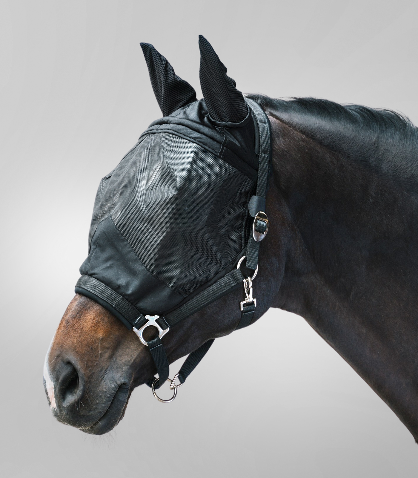 Premium fly mask with halter, with ear protection