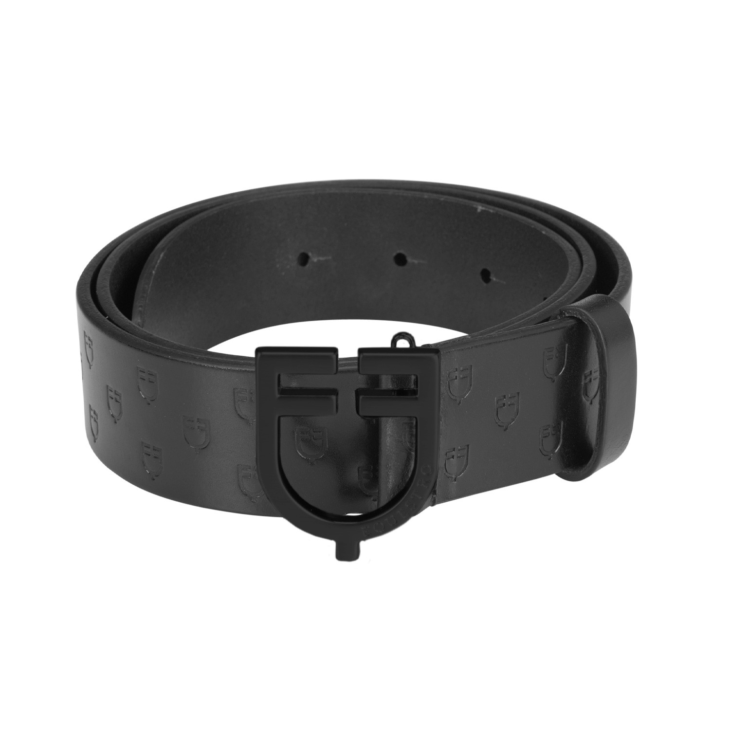 Schwarzer Ledergürtel mit Logo-Schnalle