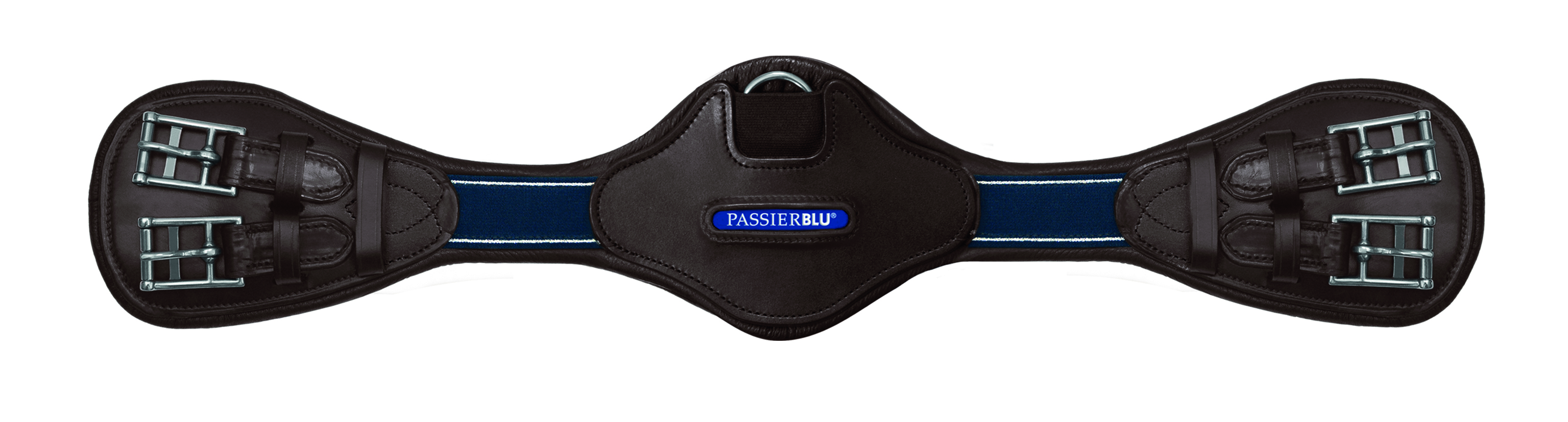 Leather saddle girth Passierblu Wave with elbow cut-out