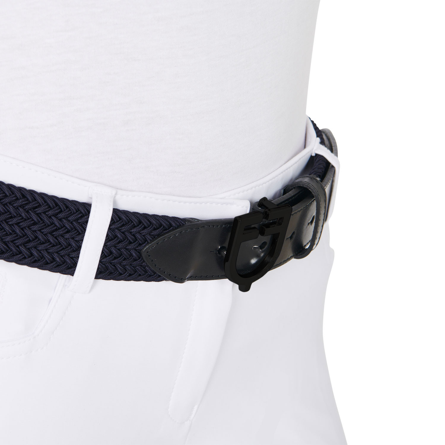 Elastischer Gürtel mit schwarzer Logo-Schnalle