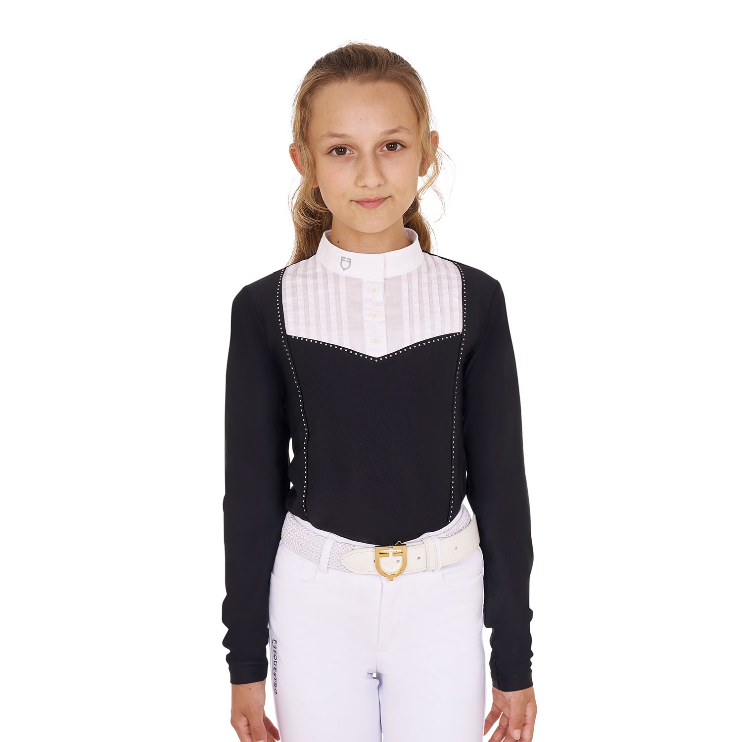 Polo de concours fille coupe ajustée avec strass