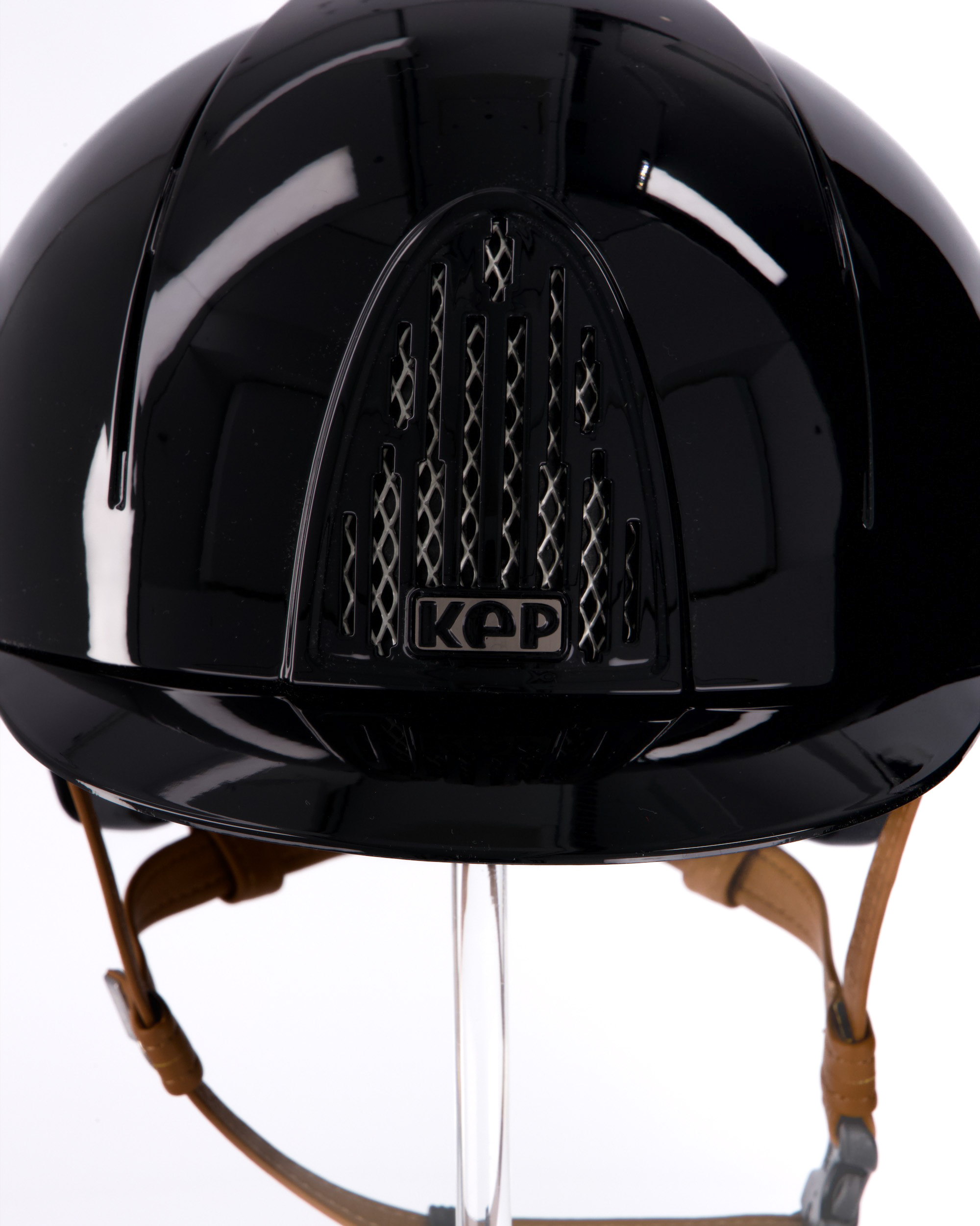 Riding helmet Cromo ABS Cromo Smart Polish in black with beige chin strap