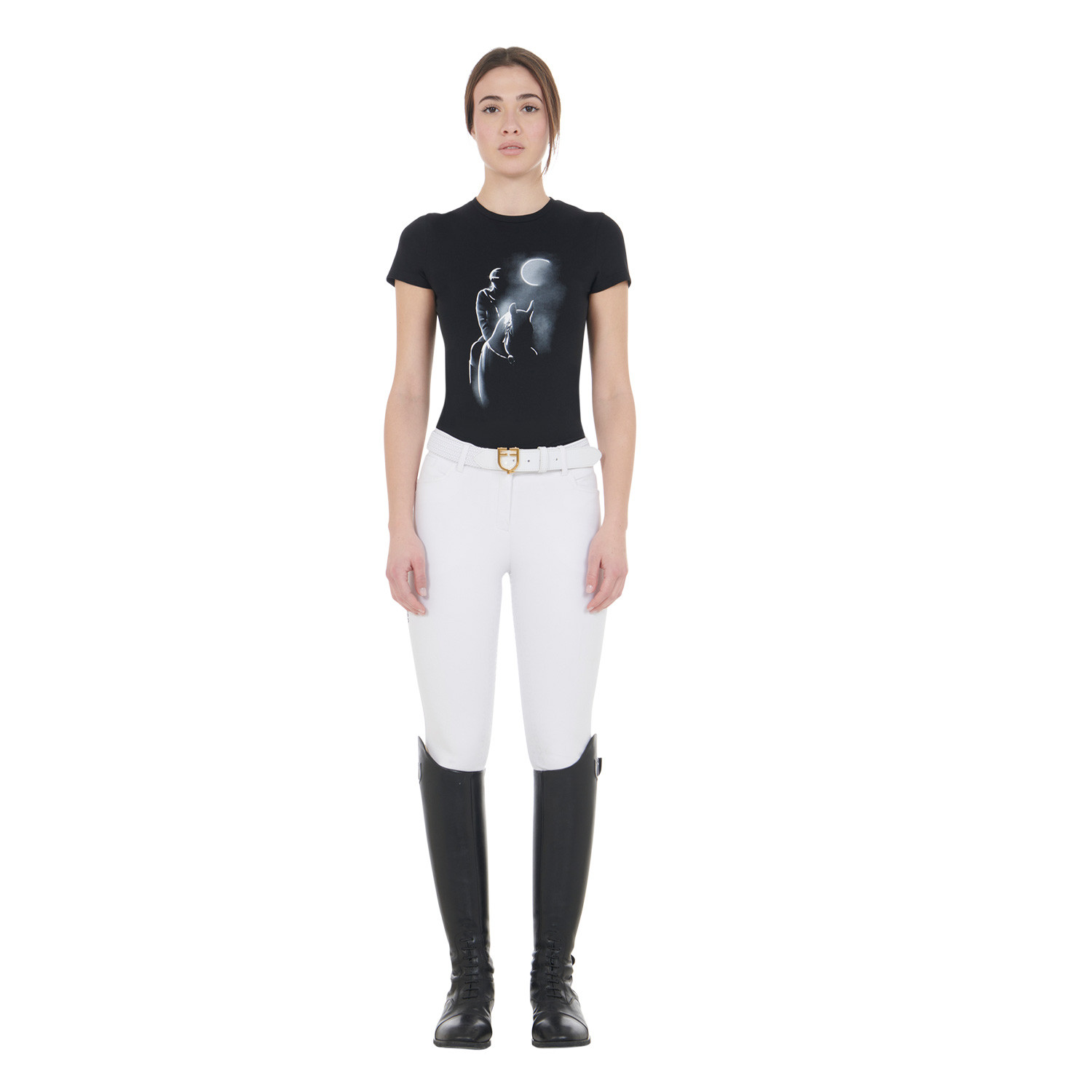 Tailliertes T-Shirt mit Moonlight-Print