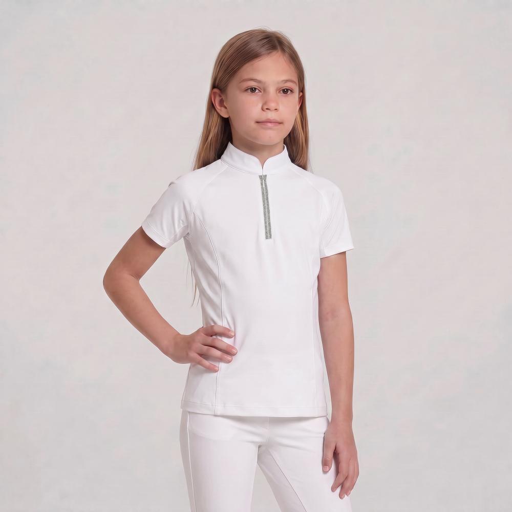 Turniershirt Classic Mädchen kurzarm mit Glitzerreißverschluss